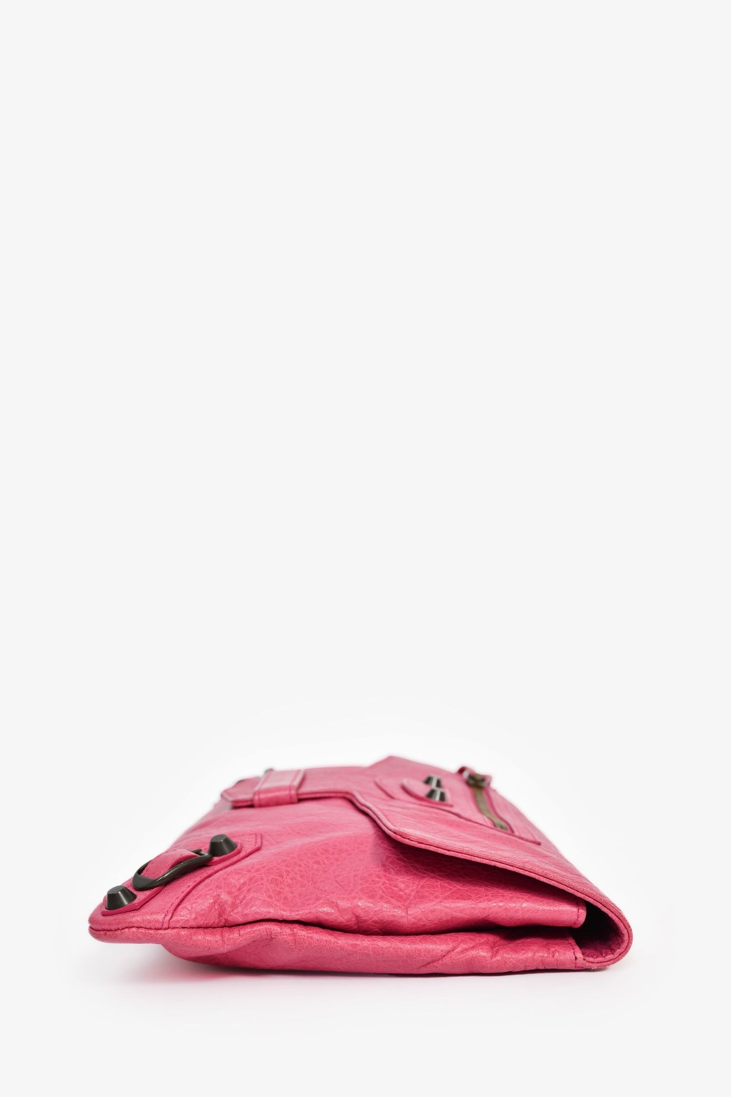 Balenciaga Pink Leather City Bag Fold Clutch