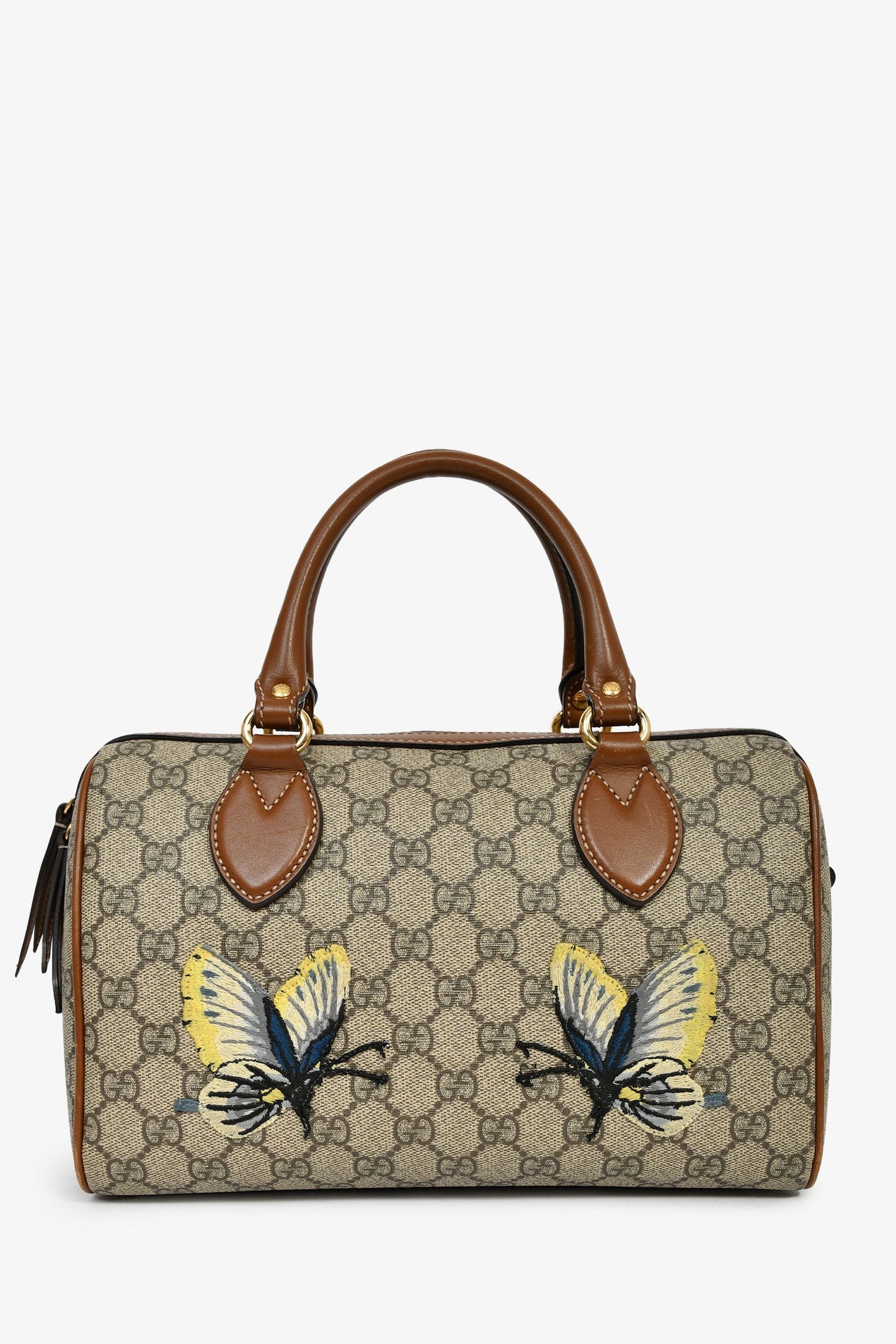 Gucci Limited Edition GG Supreme Butterfly Embroidered Boston Bag
