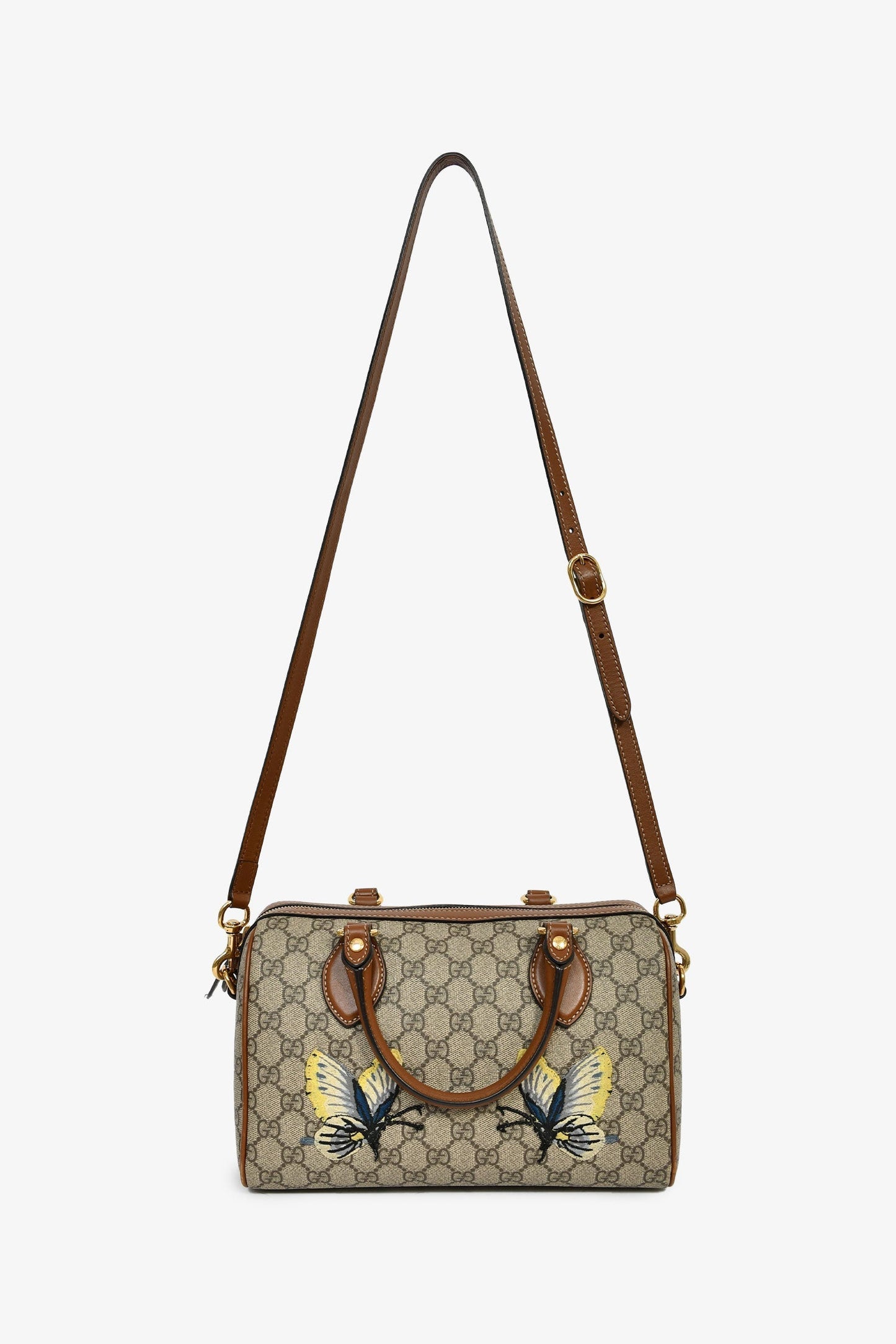 Gucci Limited Edition GG Supreme Butterfly Embroidered Boston Bag