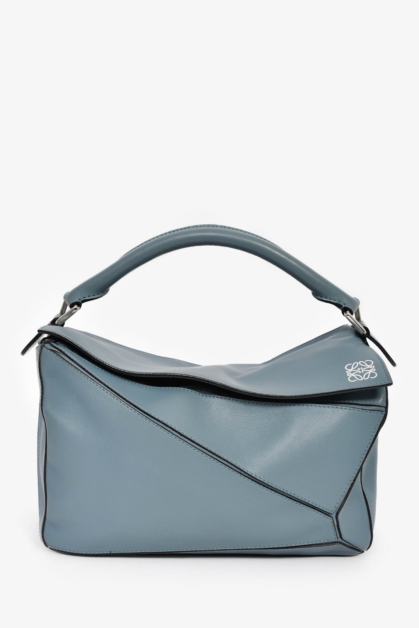 Loewe 2015 Blue Leather Large Puzzle Bag With Strap