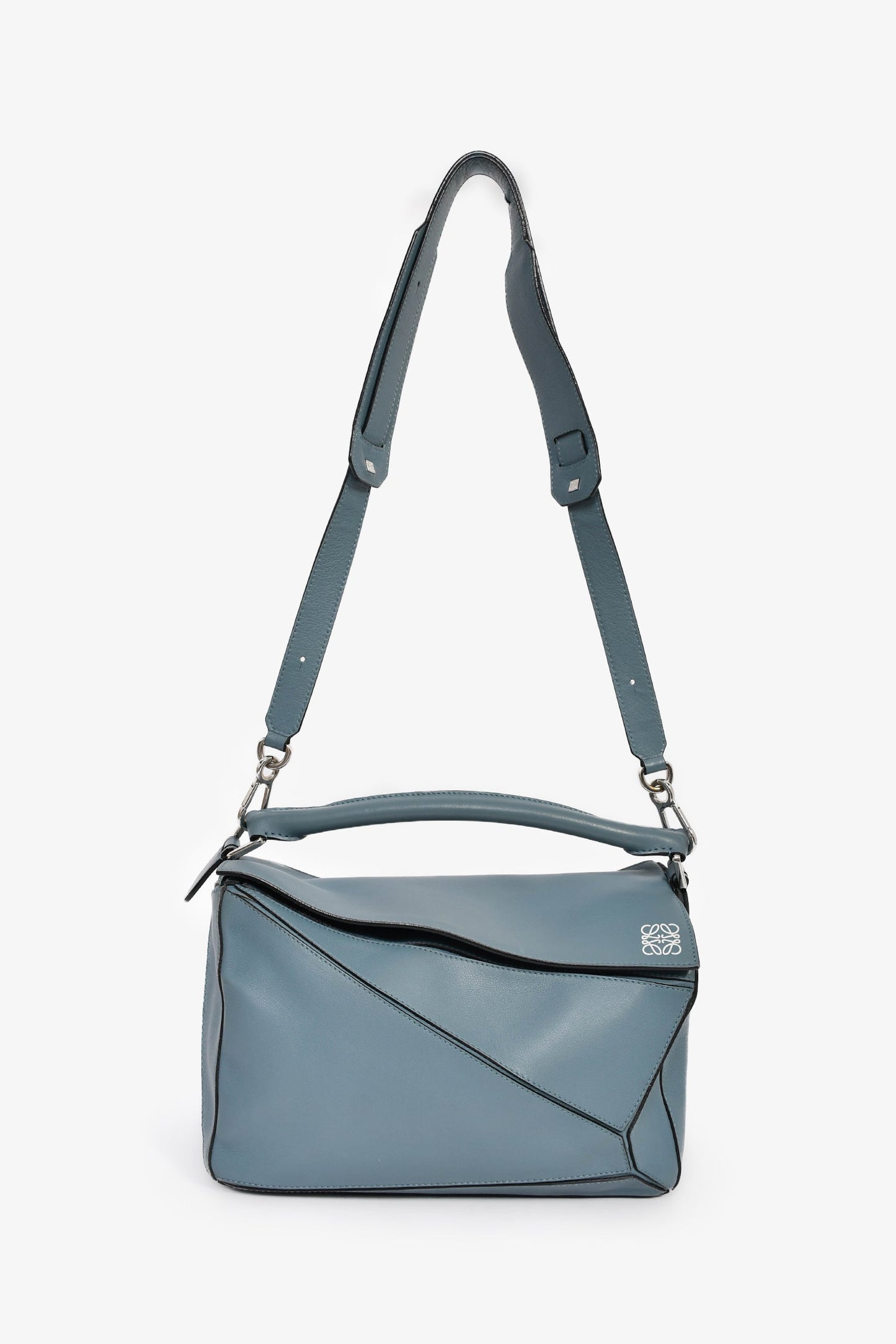 Loewe 2015 Blue Leather Large Puzzle Bag With Strap