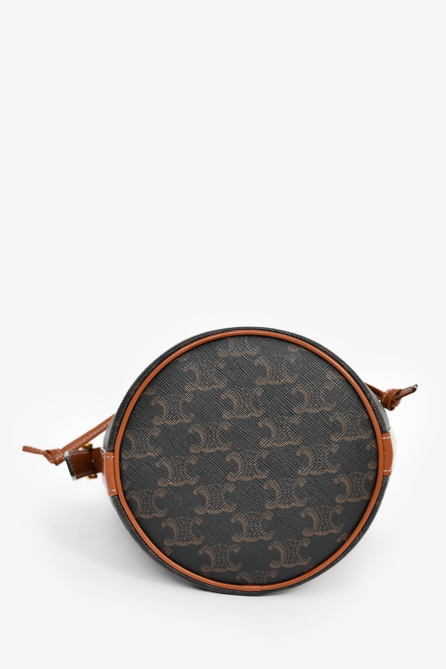 Celine Brown Triomphe Monogram Canvas Small Drawstring Bucket Bag