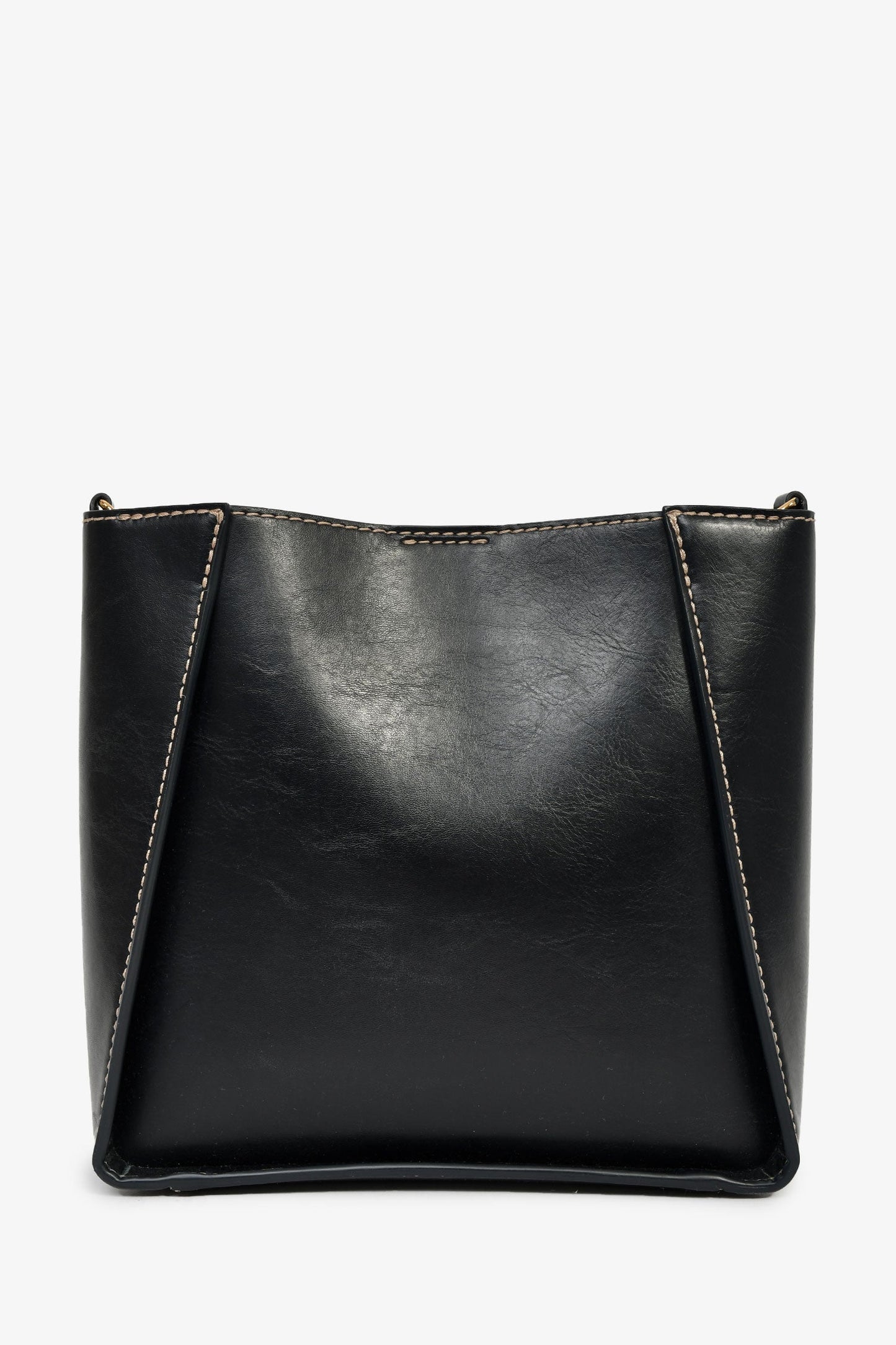 Stella McCartney Black Vegan Leather Logo Embellished Shoulder Bag