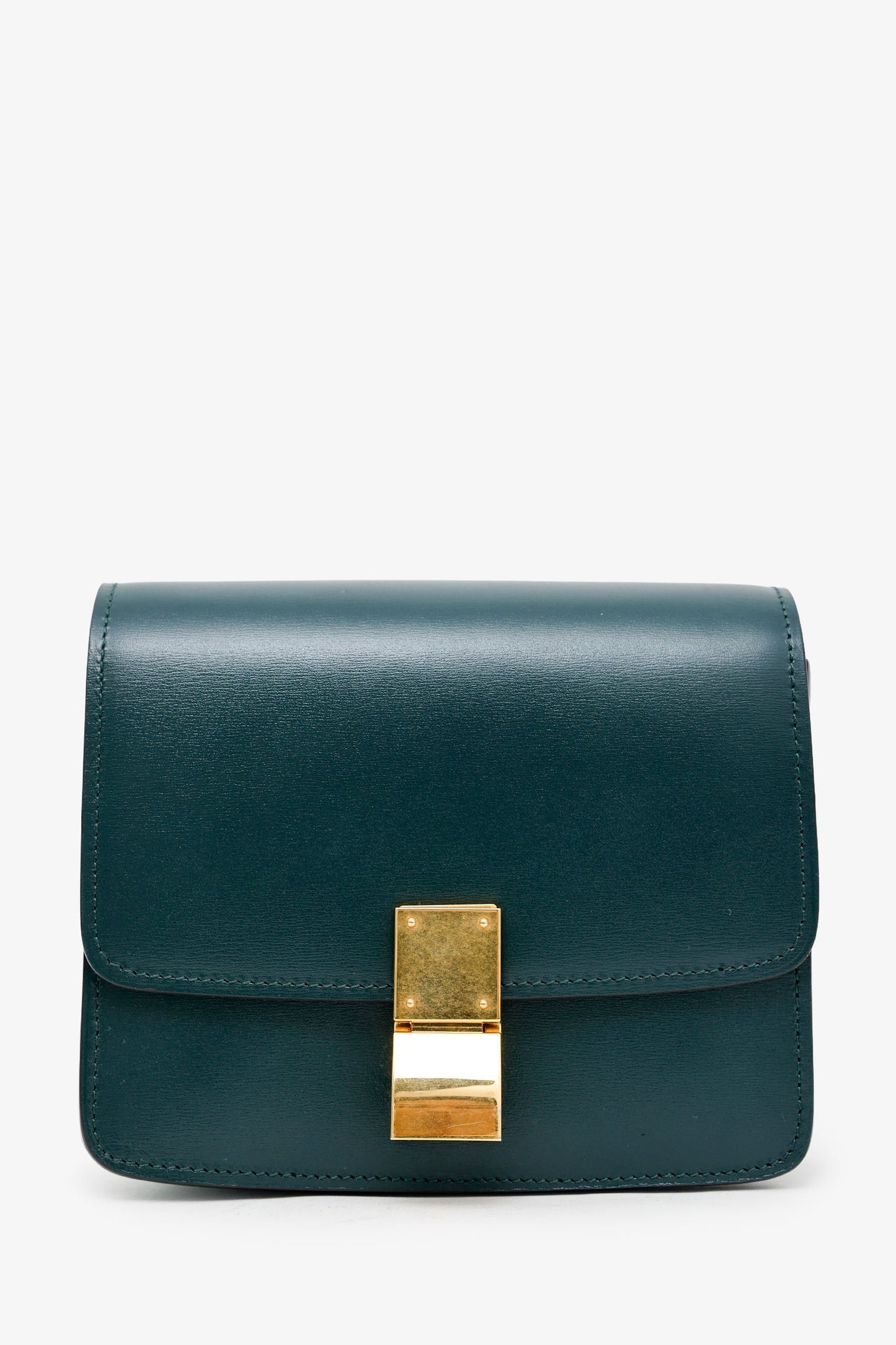 Celine Green Leather Small Box Crossbody Bag