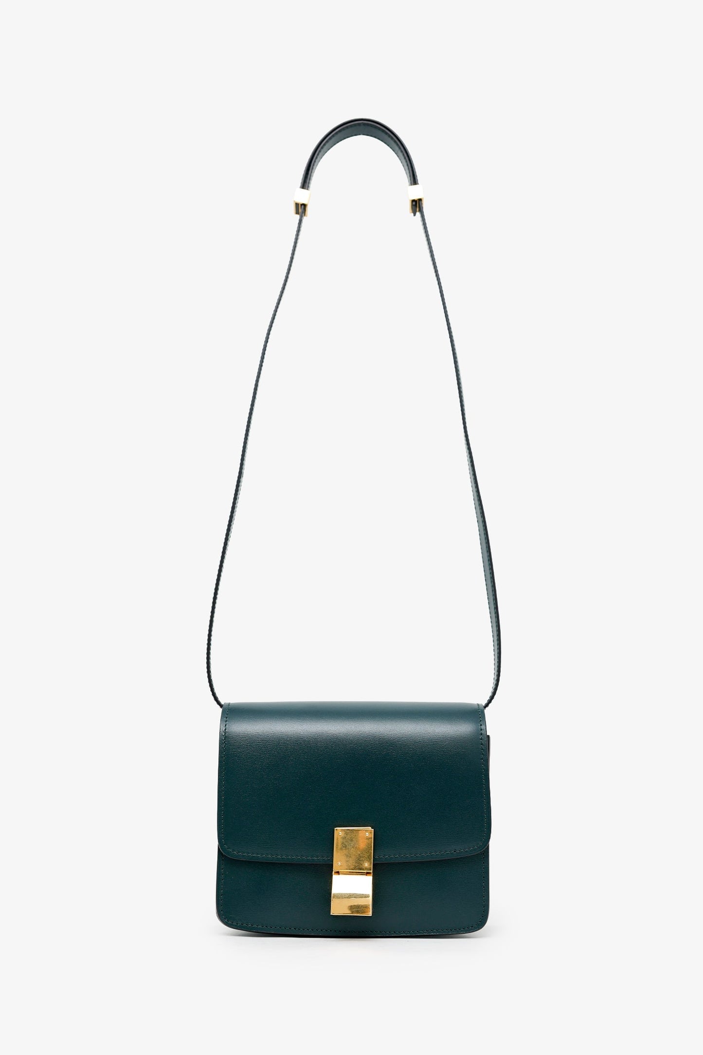 Celine Green Leather Small Box Crossbody Bag