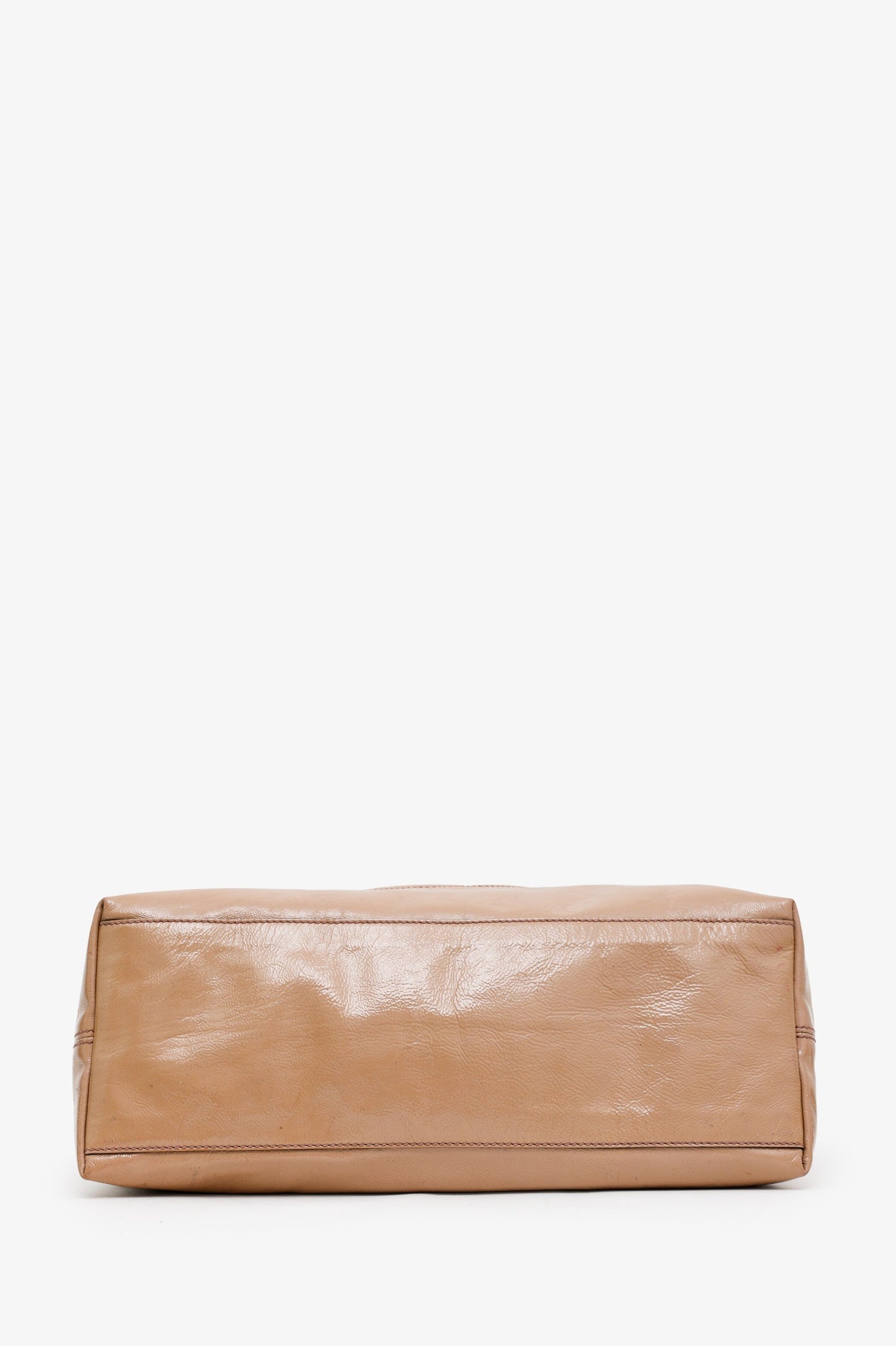 Gucci Beige Patent Leather Interlocking G Soho Medium Shoulder Bag