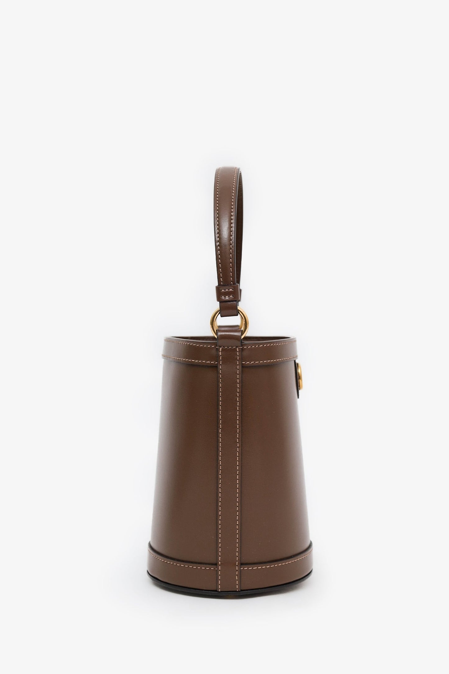 Gucci Brown Leather GG Canvas Ophidia Mini Bucket Bag