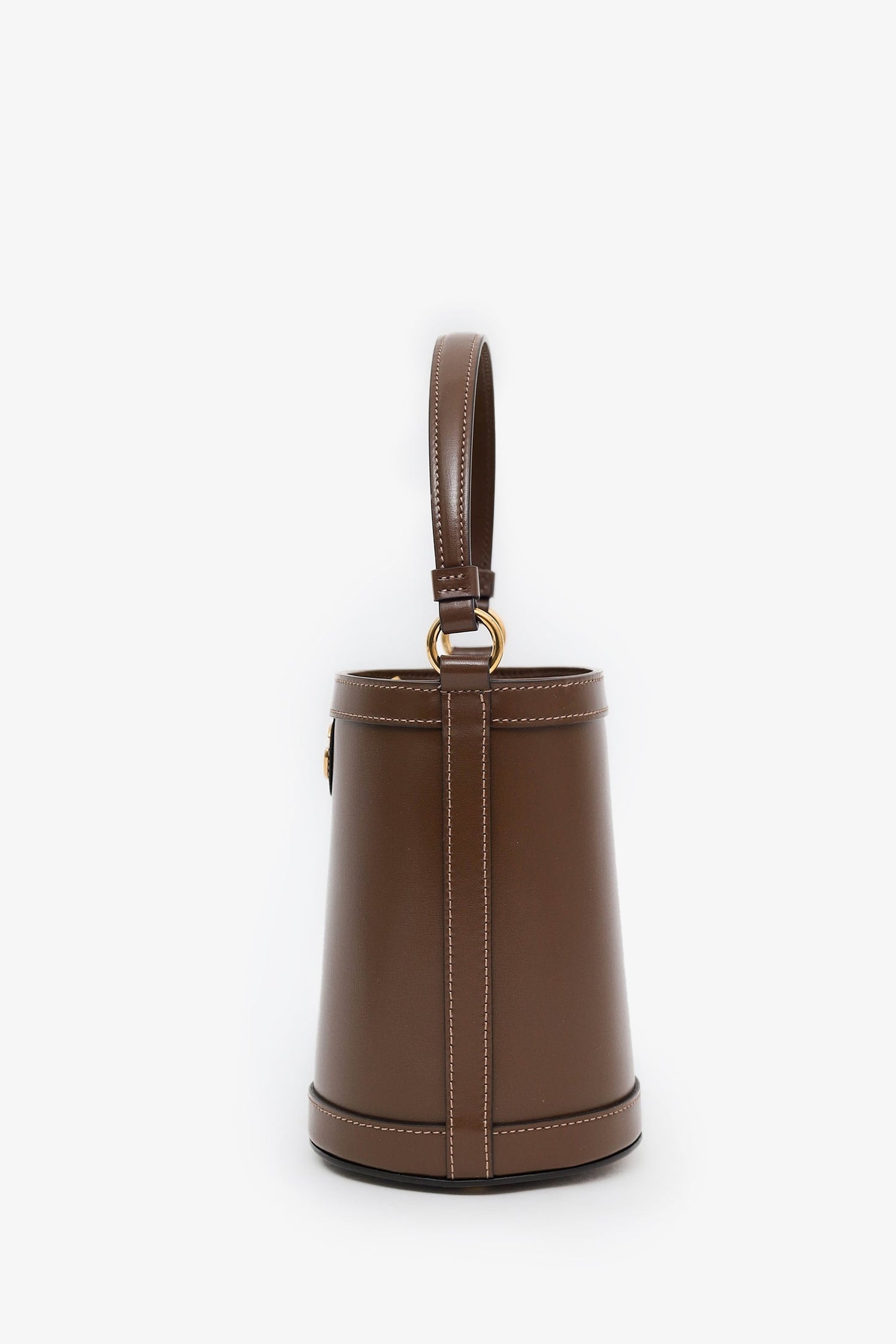 Gucci Brown Leather GG Canvas Ophidia Mini Bucket Bag