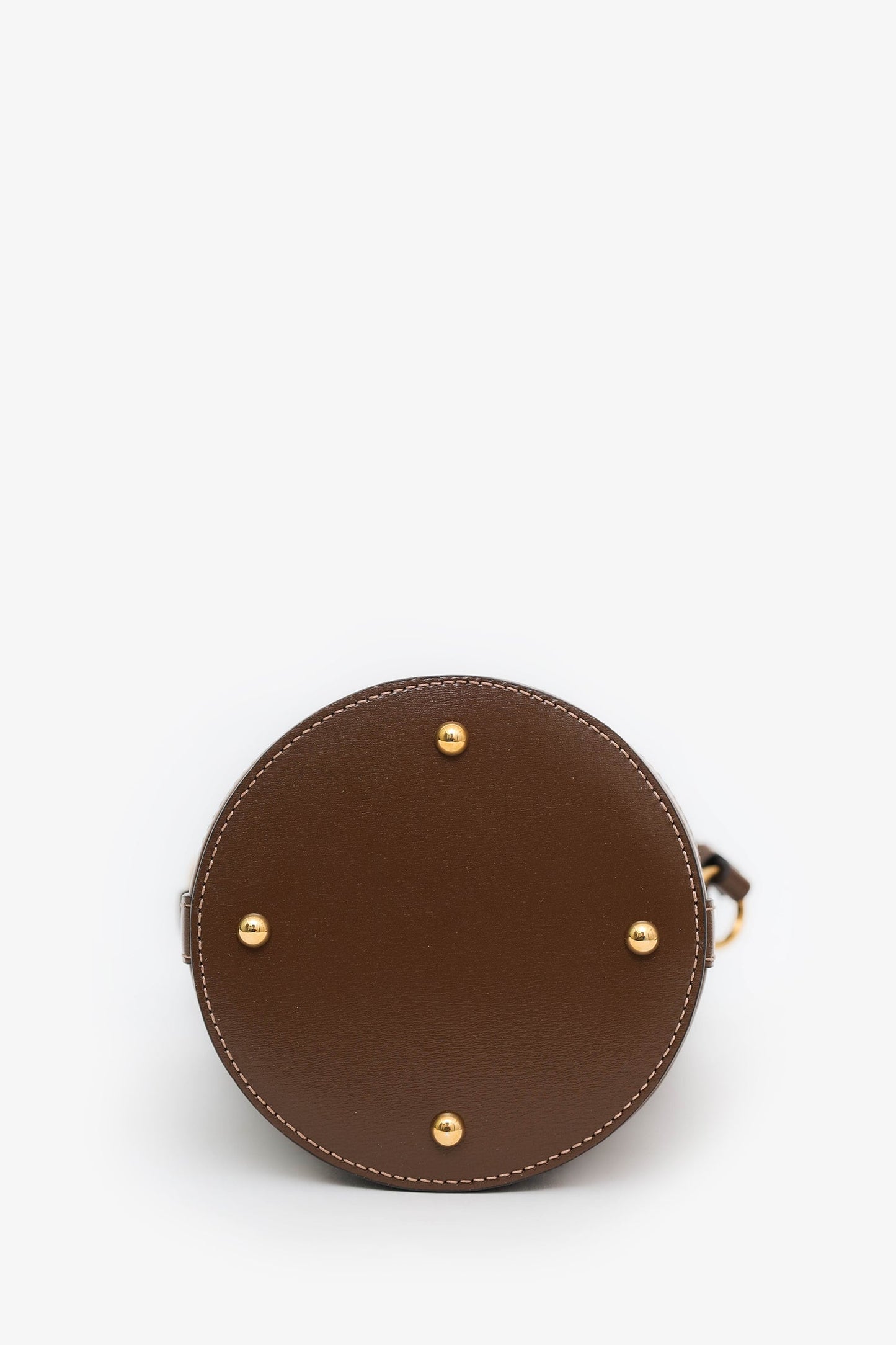 Gucci Brown Leather GG Canvas Ophidia Mini Bucket Bag