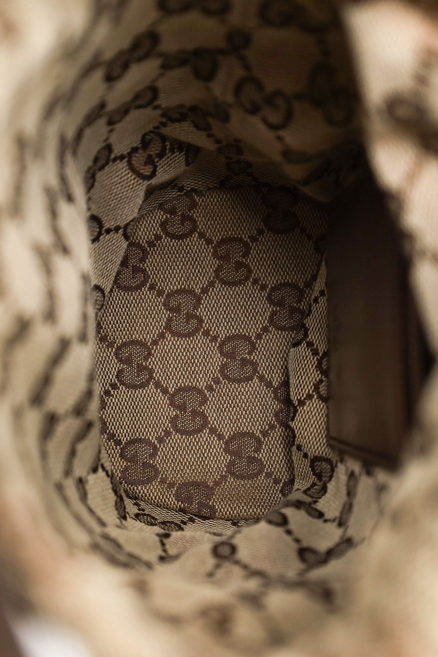 Gucci Brown Leather GG Canvas Ophidia Mini Bucket Bag