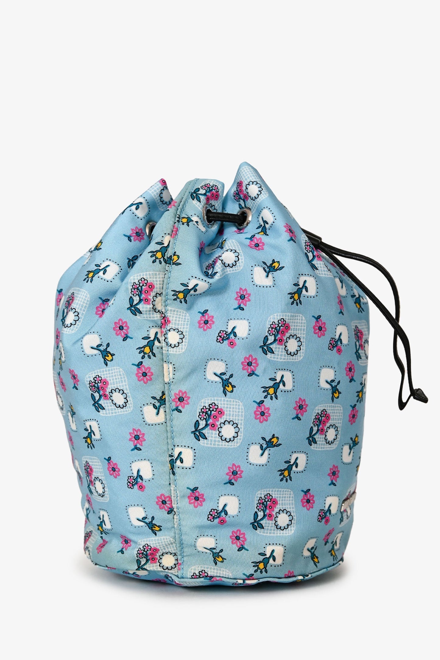 Miu Miu Blue Nylon Floral Print Pouch