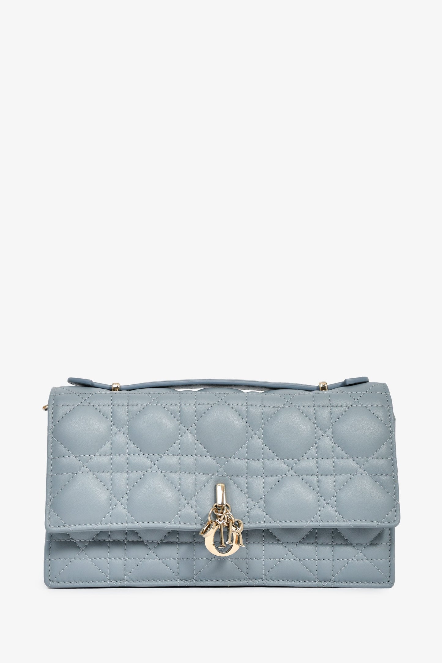 Christian Dior 2023 Blue Cannage Lambskin 'My Dior' Mini Chain Pouch