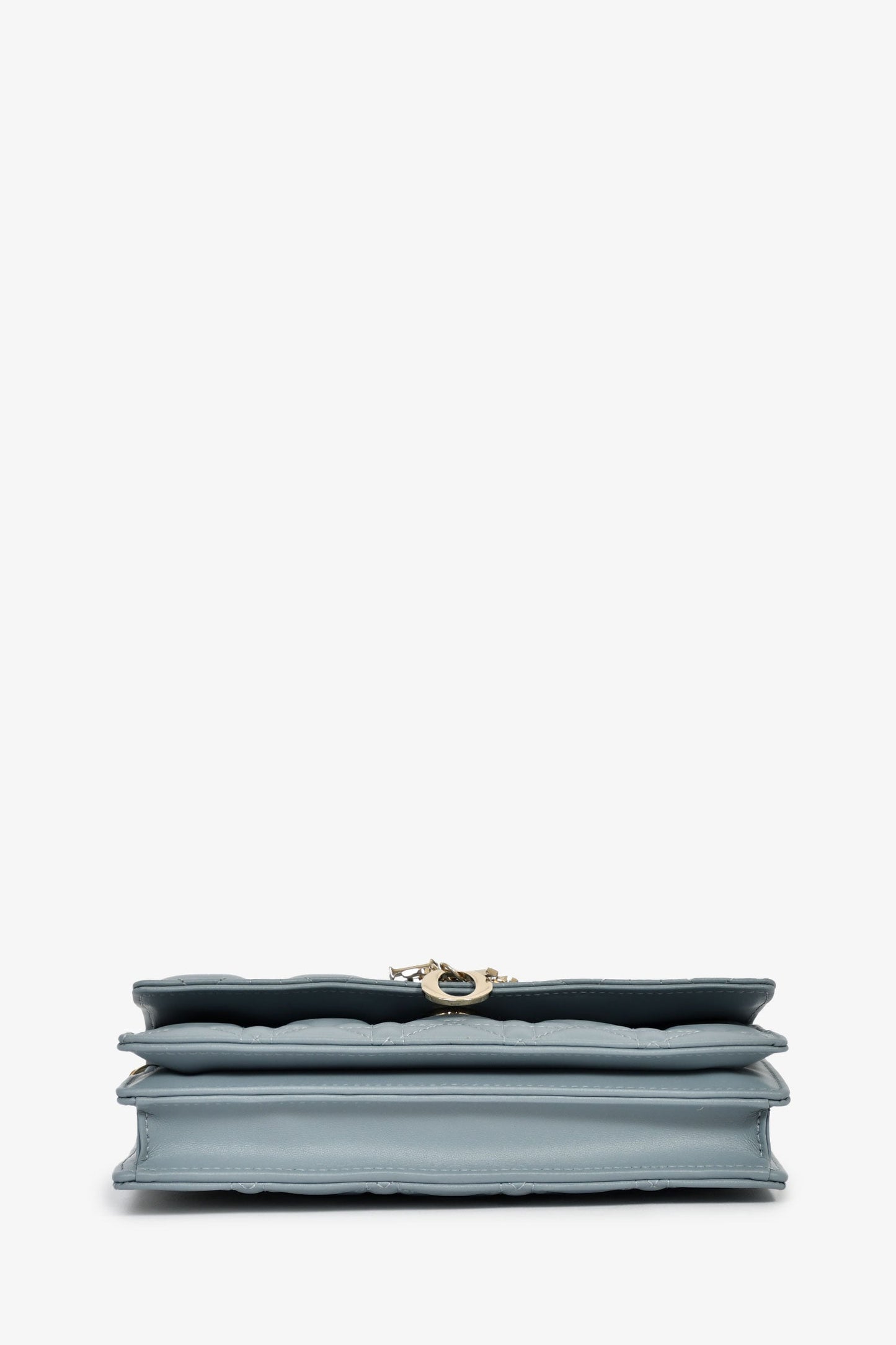 Christian Dior 2023 Blue Cannage Lambskin 'My Dior' Mini Chain Pouch