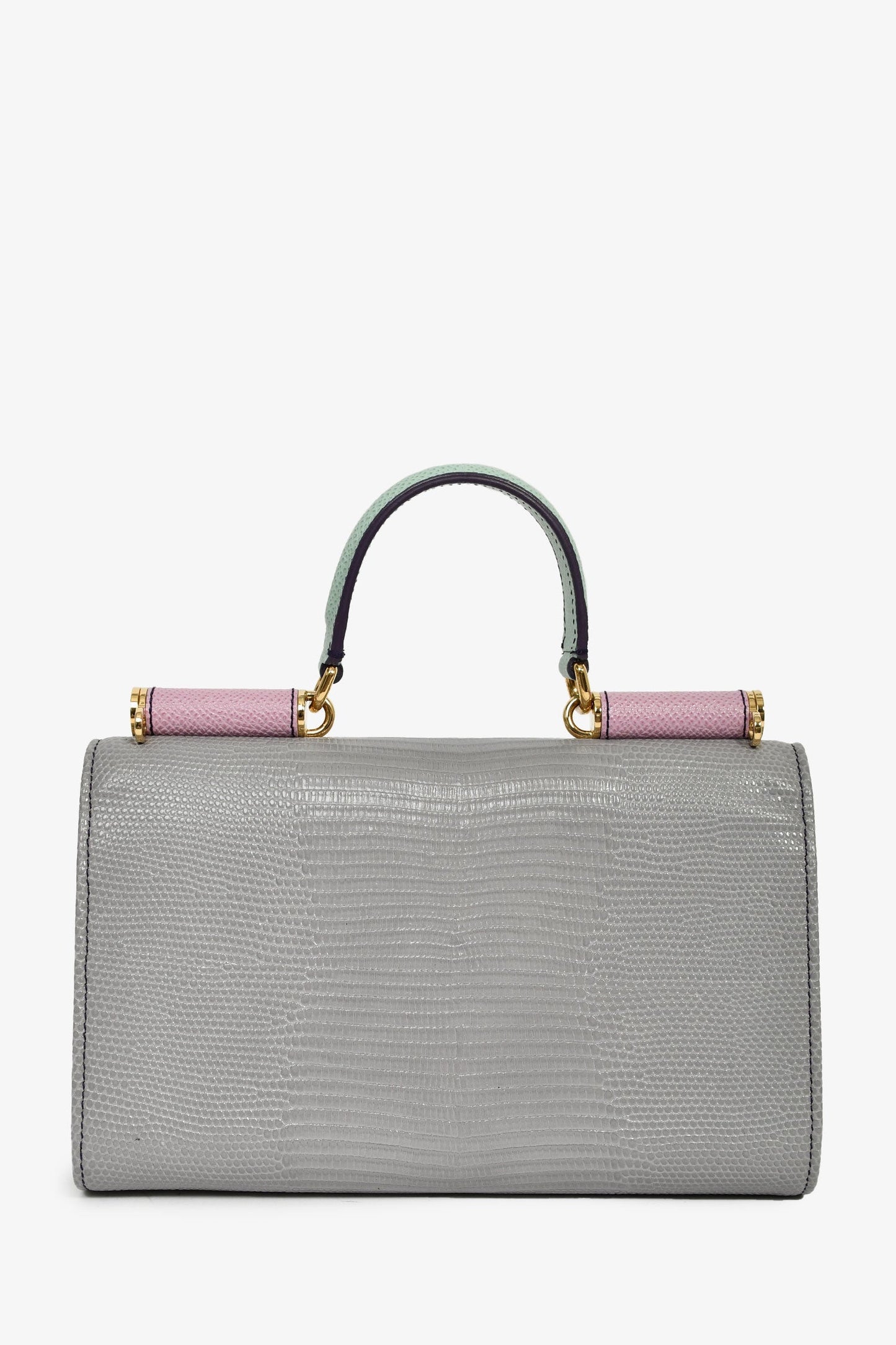 Dolce & Gabbana Grey/Pink/Green Leather Wallet on Chain Bag
