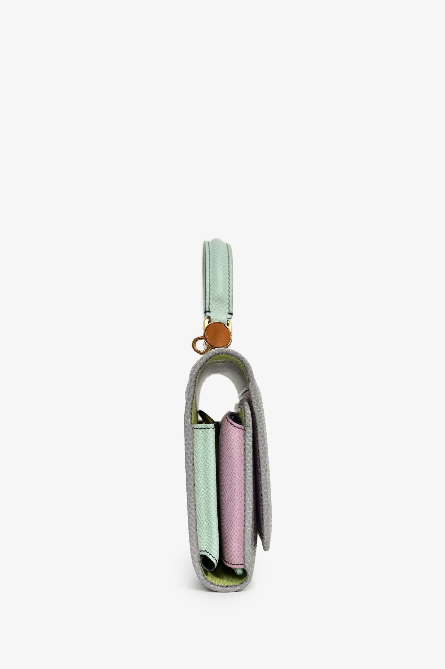 Dolce & Gabbana Grey/Pink/Green Leather Wallet on Chain Bag