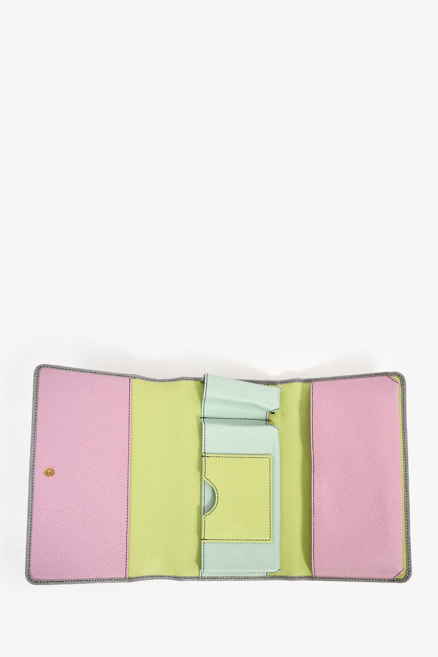 Dolce & Gabbana Grey/Pink/Green Leather Wallet on Chain Bag