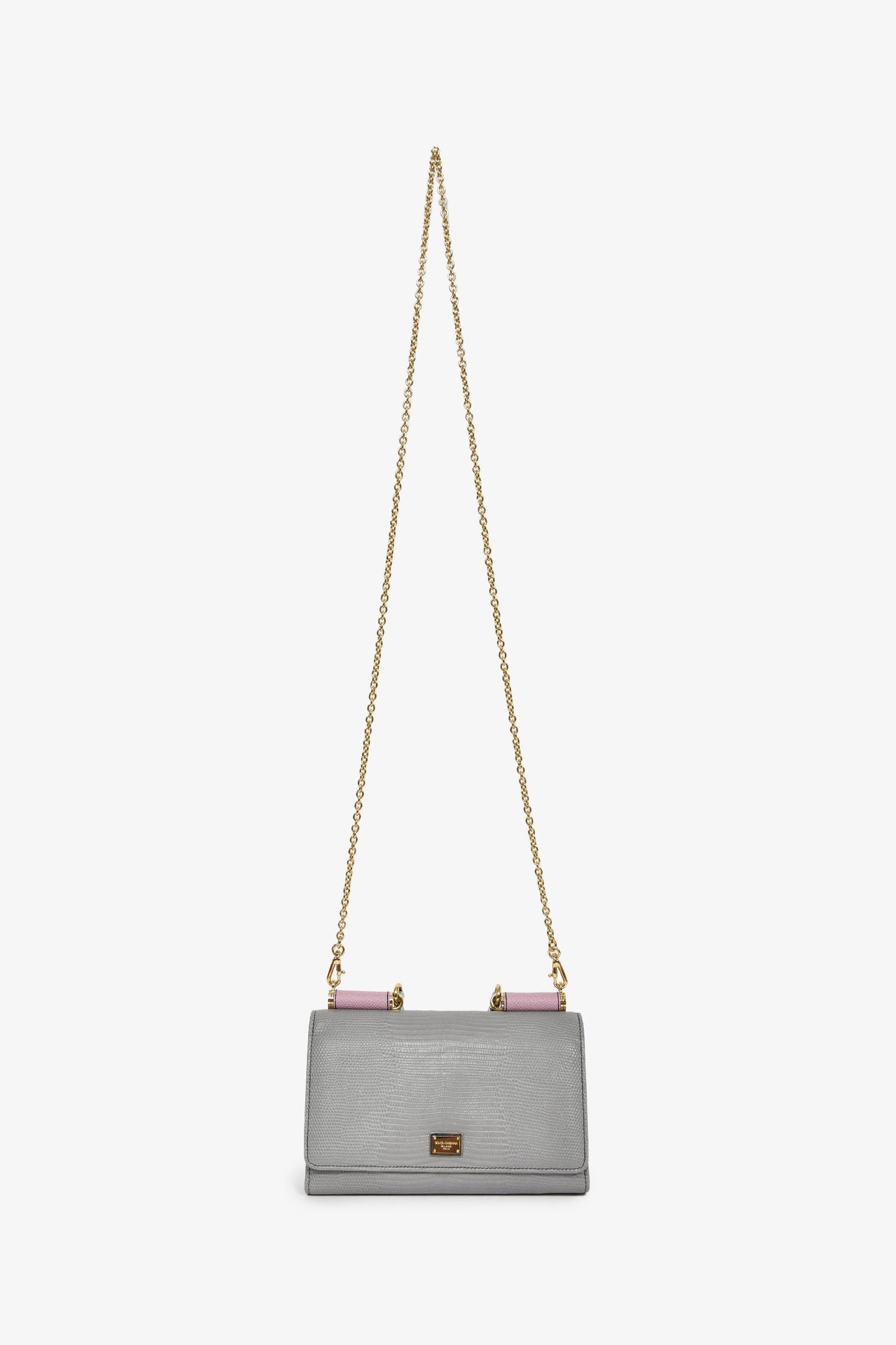 Dolce & Gabbana Grey/Pink/Green Leather Wallet on Chain Bag