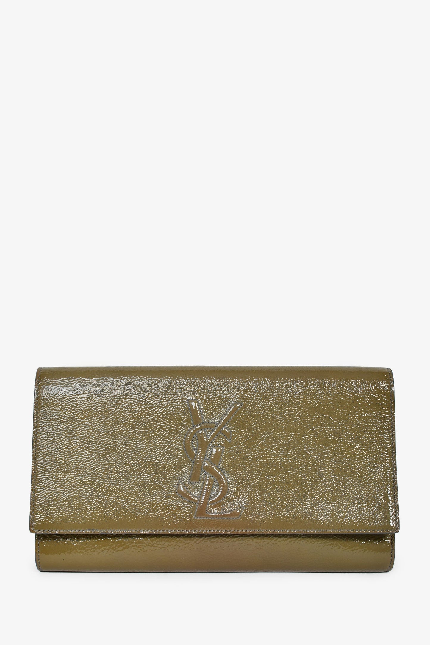 Saint Laurent Green Patent Leather 'Belle De Jour' Clutch
