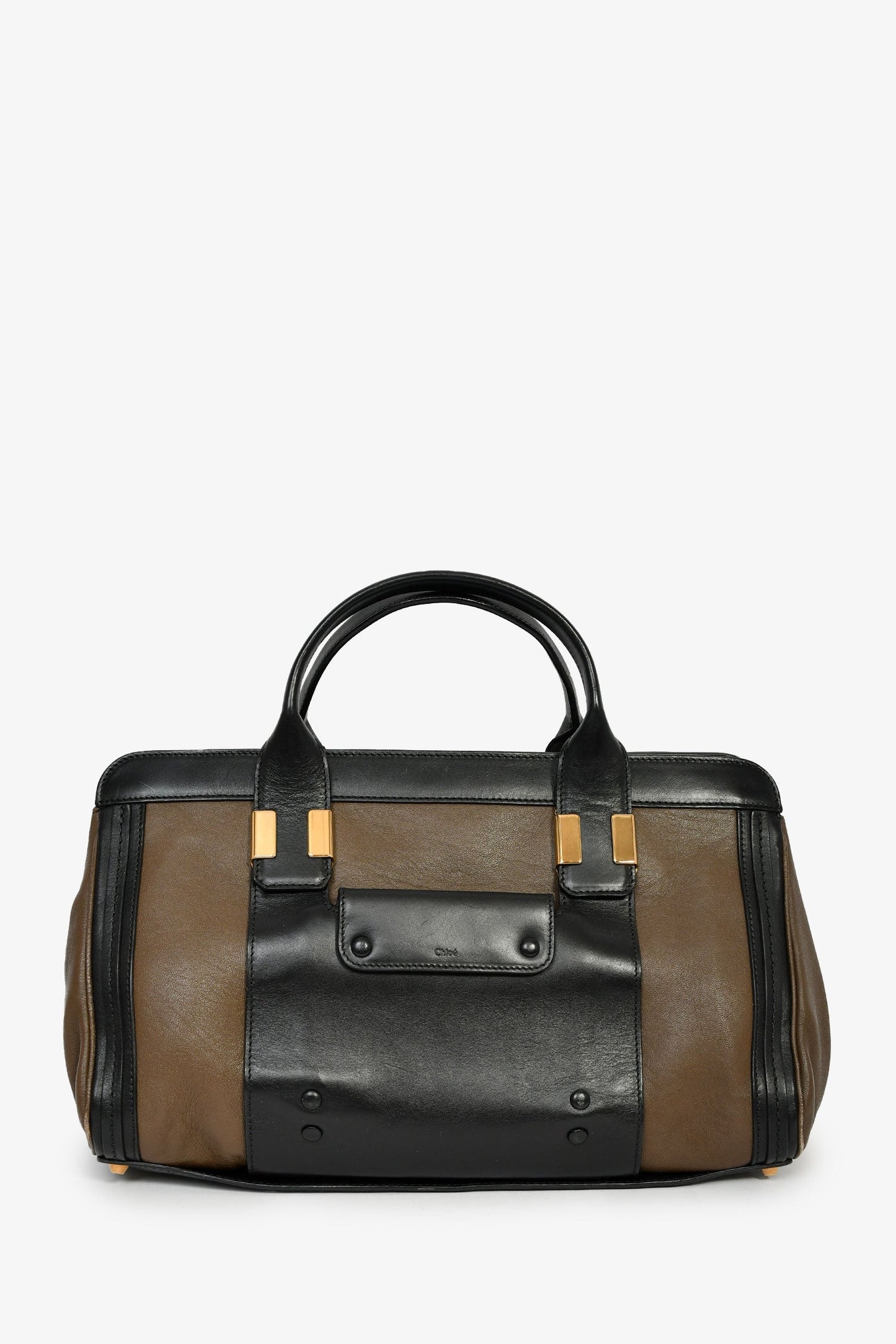 Chloe Brown/Black Leather 'Alice' Top Handle Bag