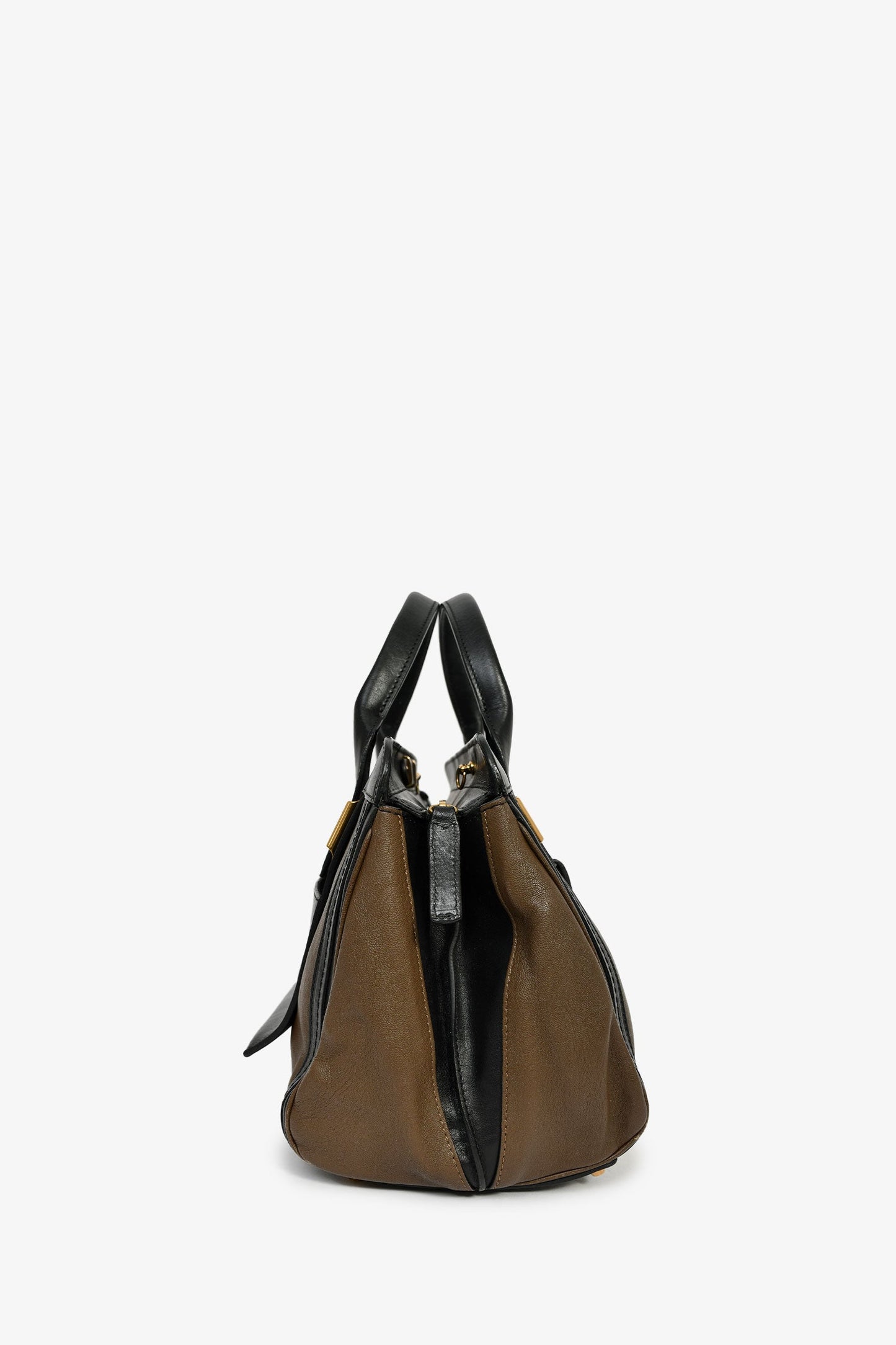 Chloe Brown/Black Leather 'Alice' Top Handle Bag