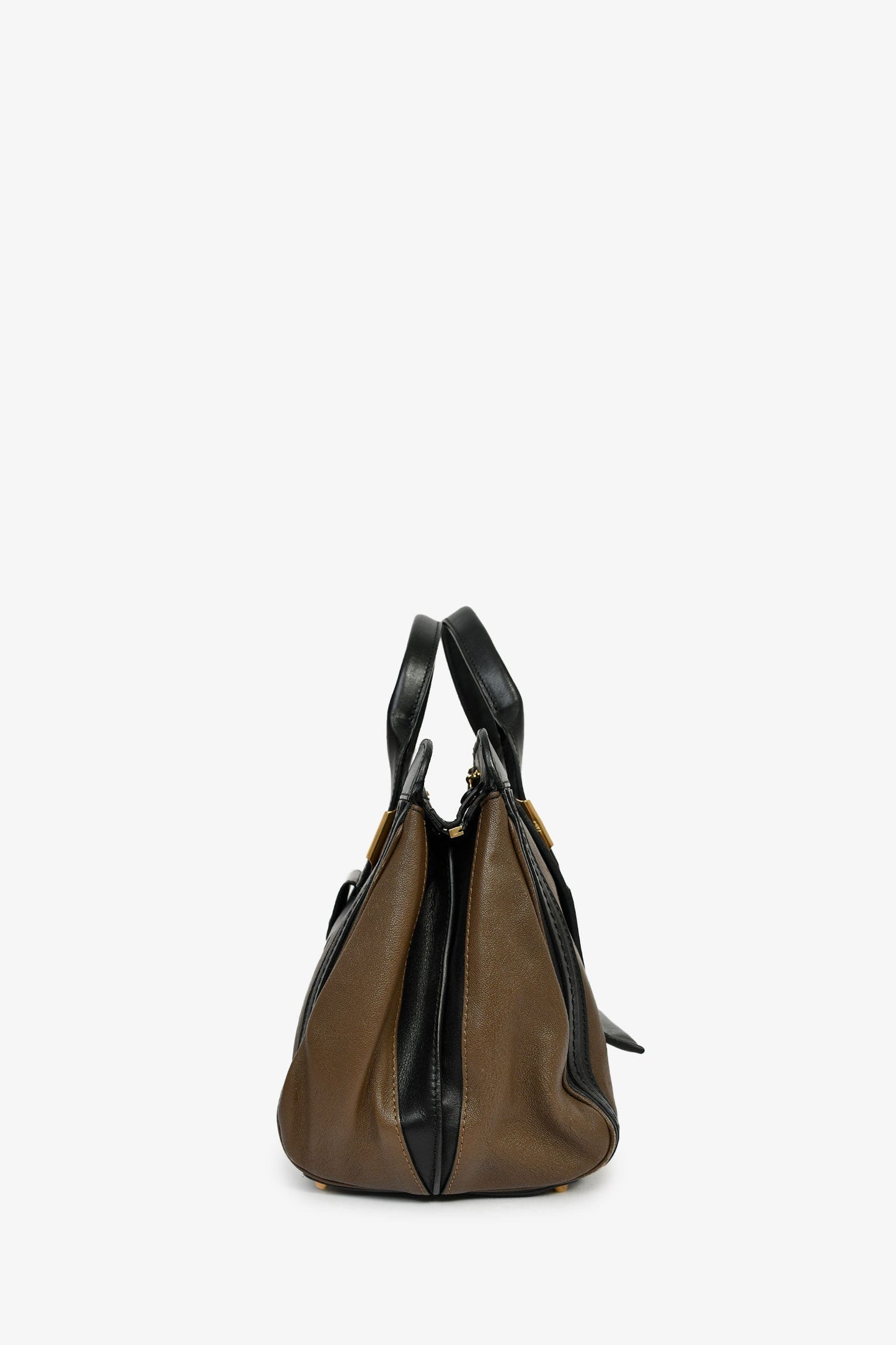 Chloe Brown/Black Leather 'Alice' Top Handle Bag