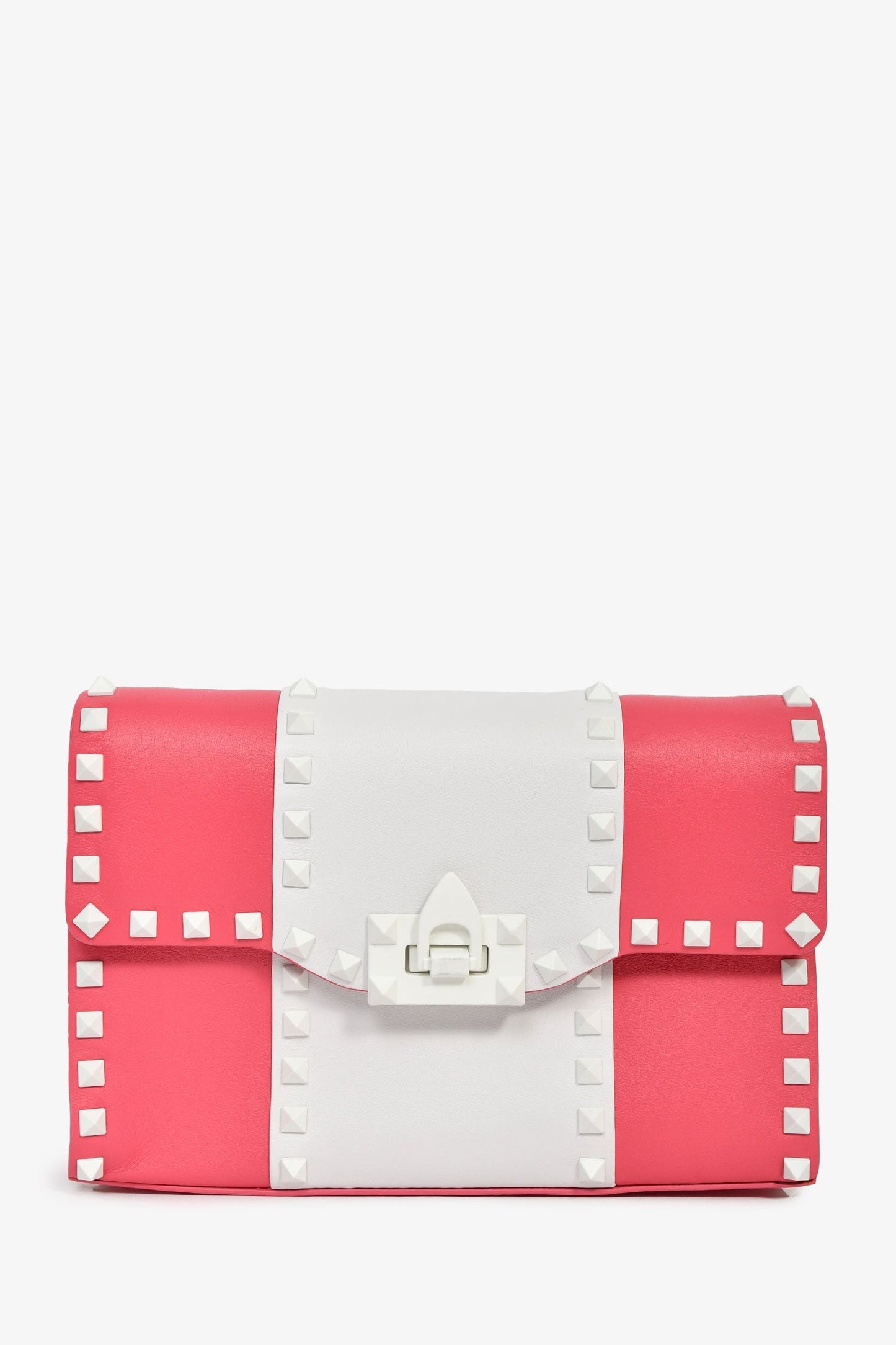 Valentino Pink/White Calfskin Rockstud Shoulder Bag