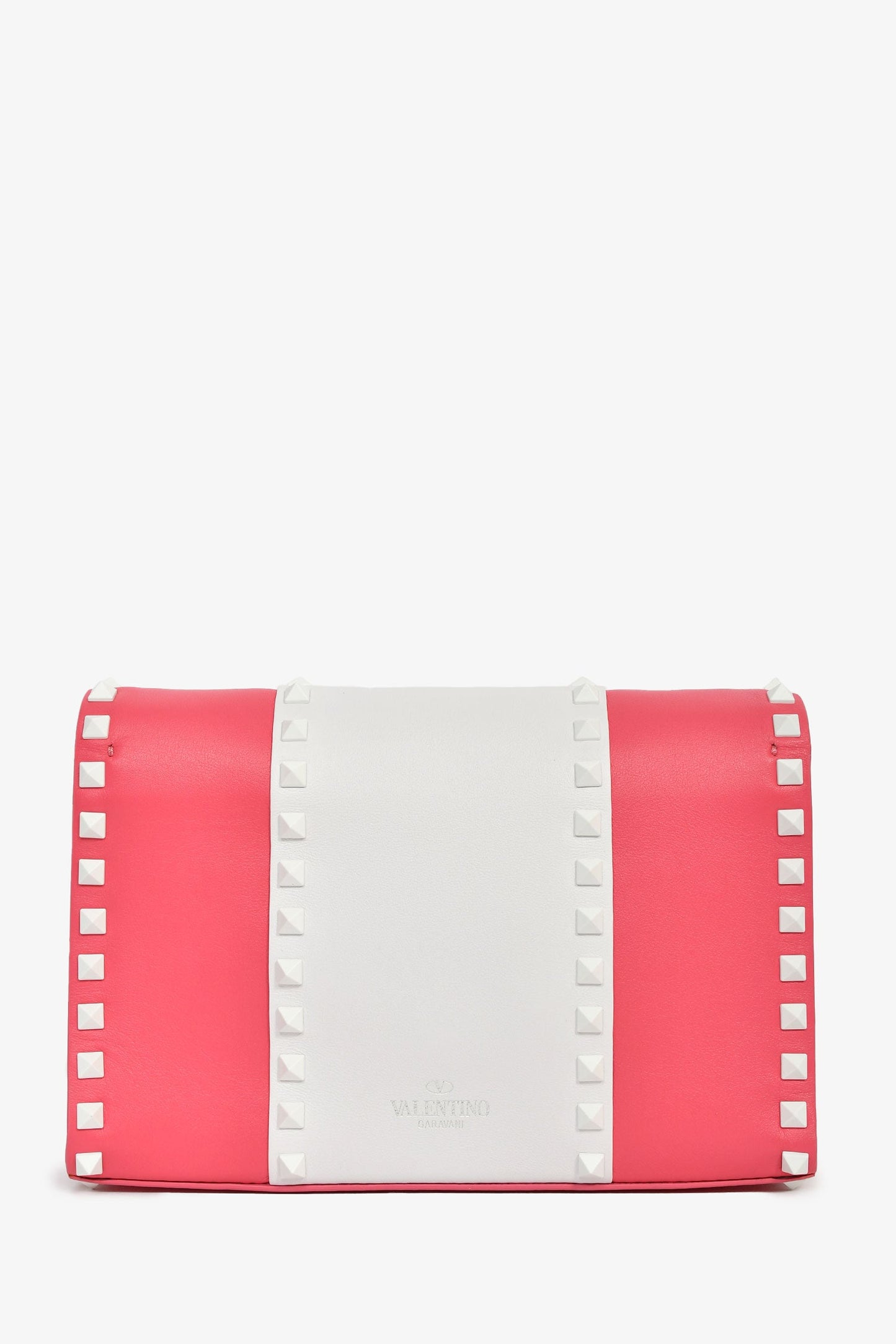 Valentino Pink/White Calfskin Rockstud Shoulder Bag