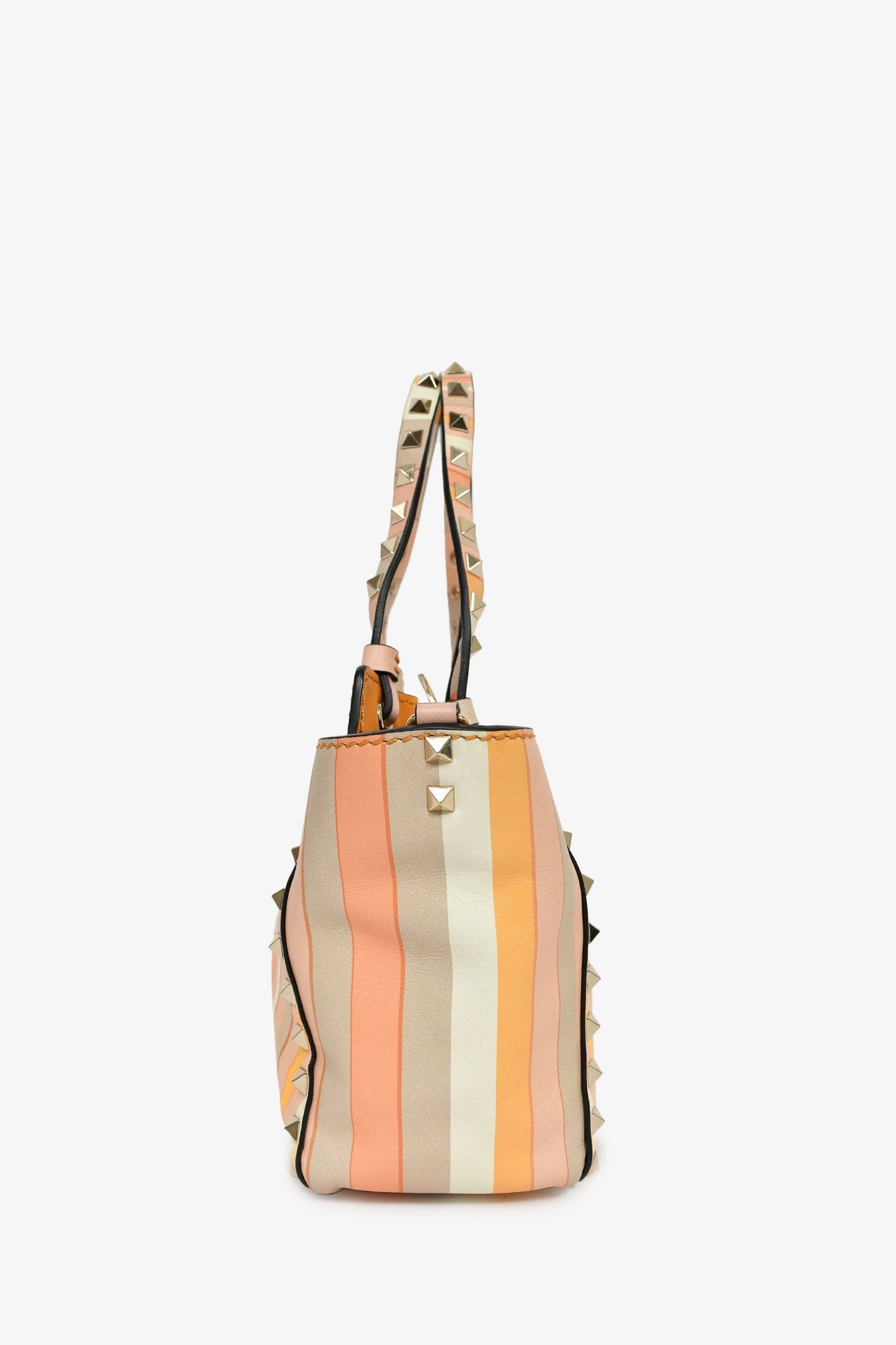 Valentino Orange Multicolour Rockstud Top Handle with Strap