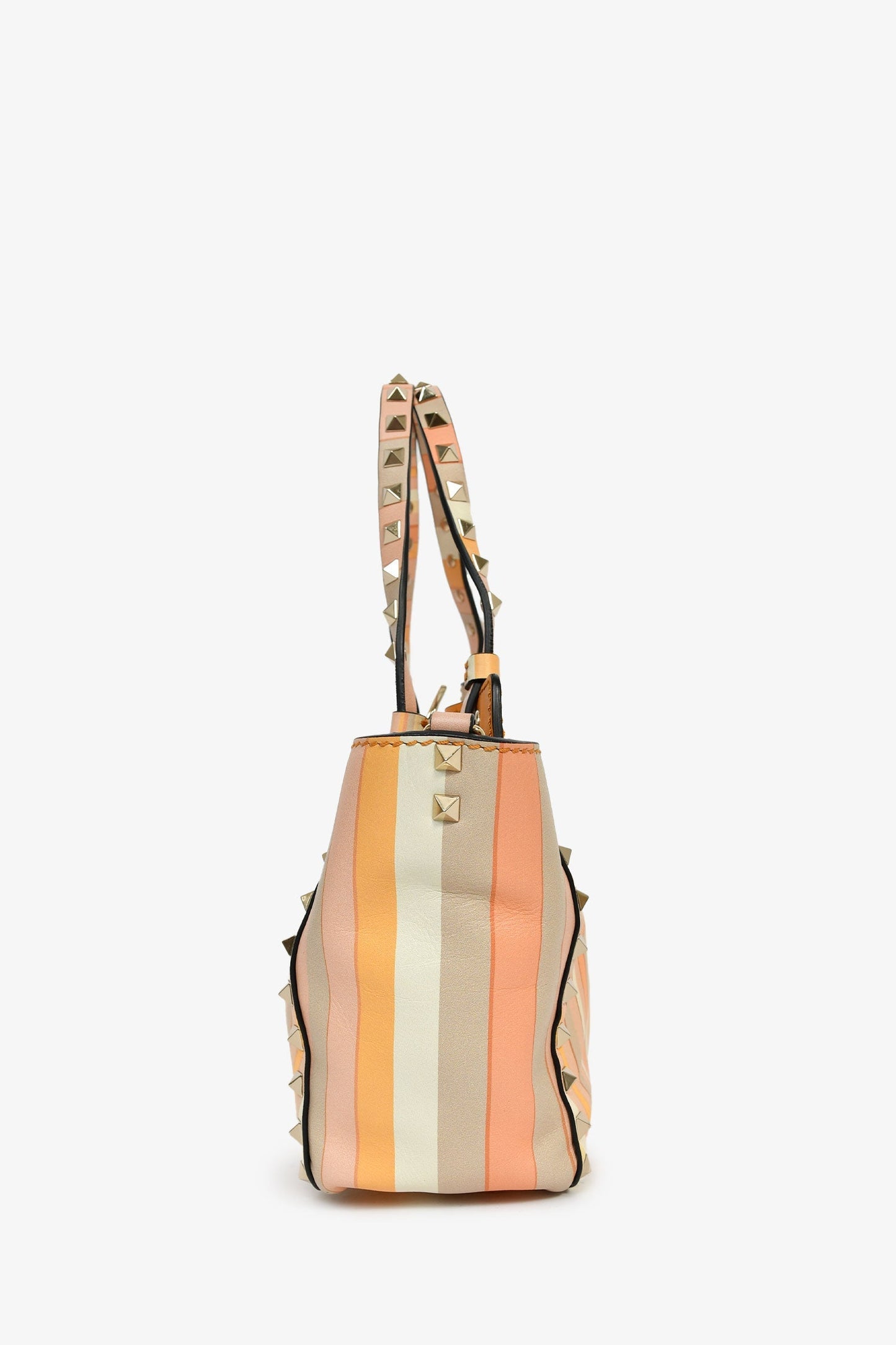 Valentino Orange Multicolour Rockstud Top Handle with Strap