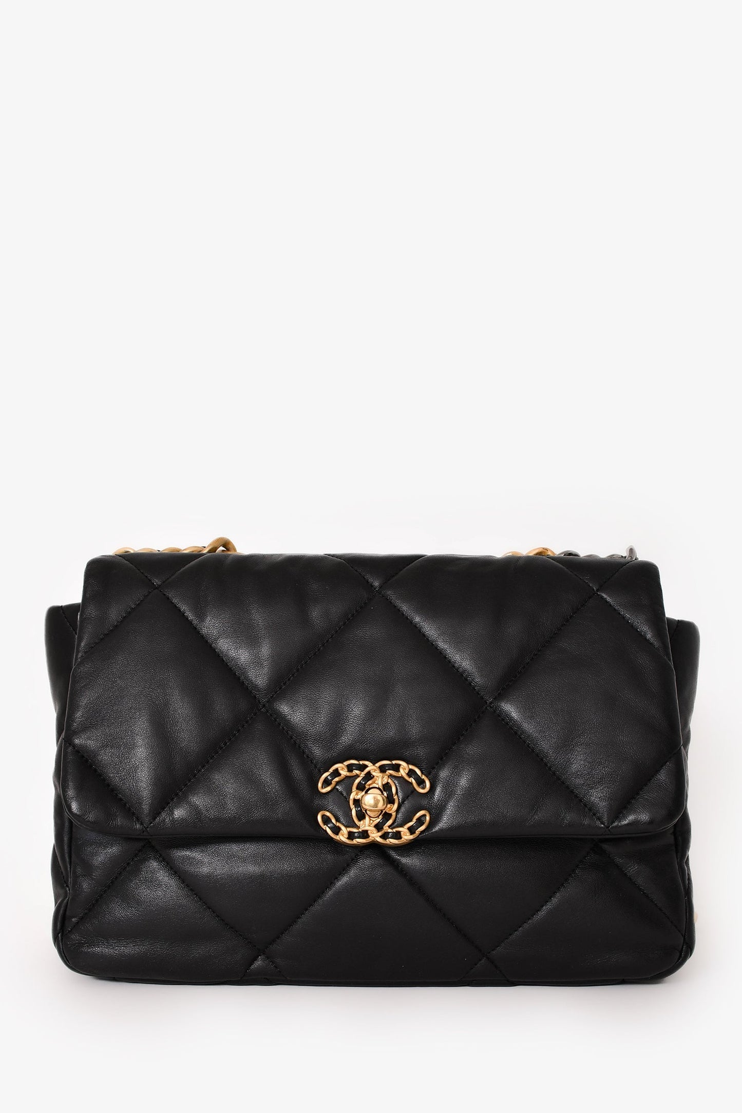 Chanel™ Black Leather 19 Flap Bag