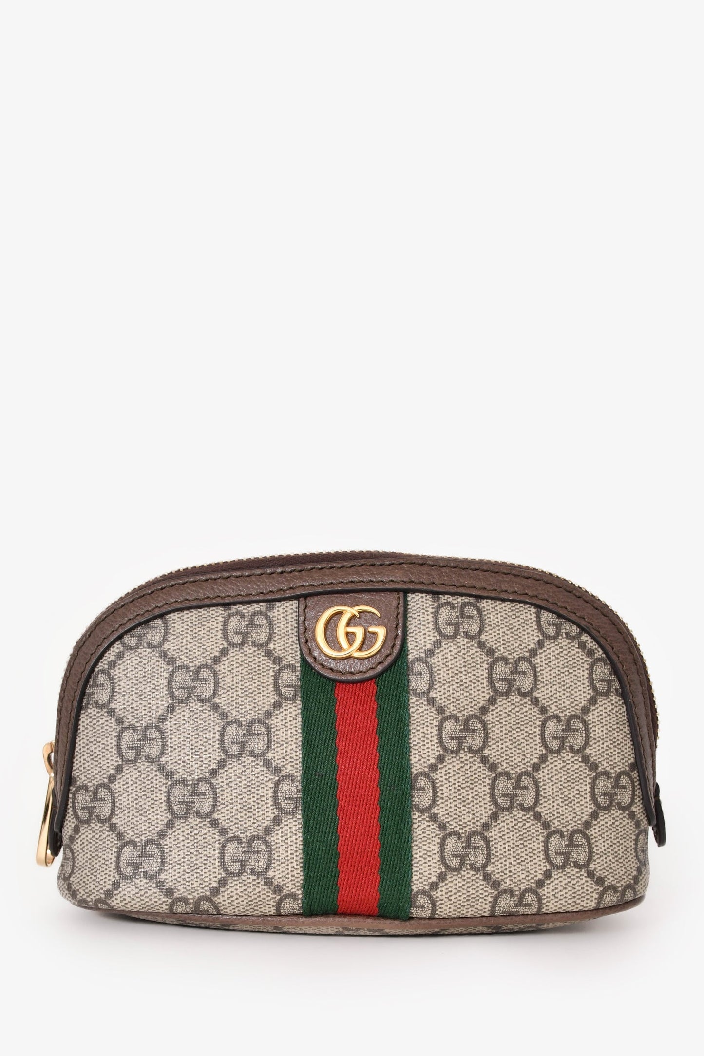 Gucci Beige/Brown Canvas/Leather Trim GG Ophidia Cosmetic Pouch