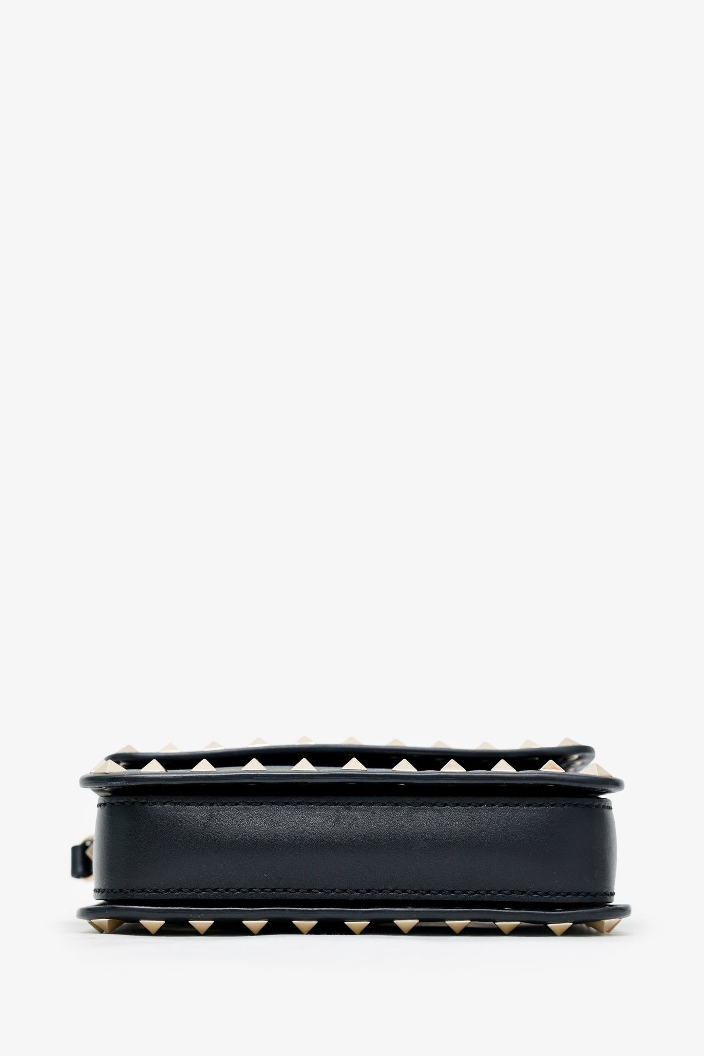 Valentino Black Leather Rockstud Small Flap Bag
