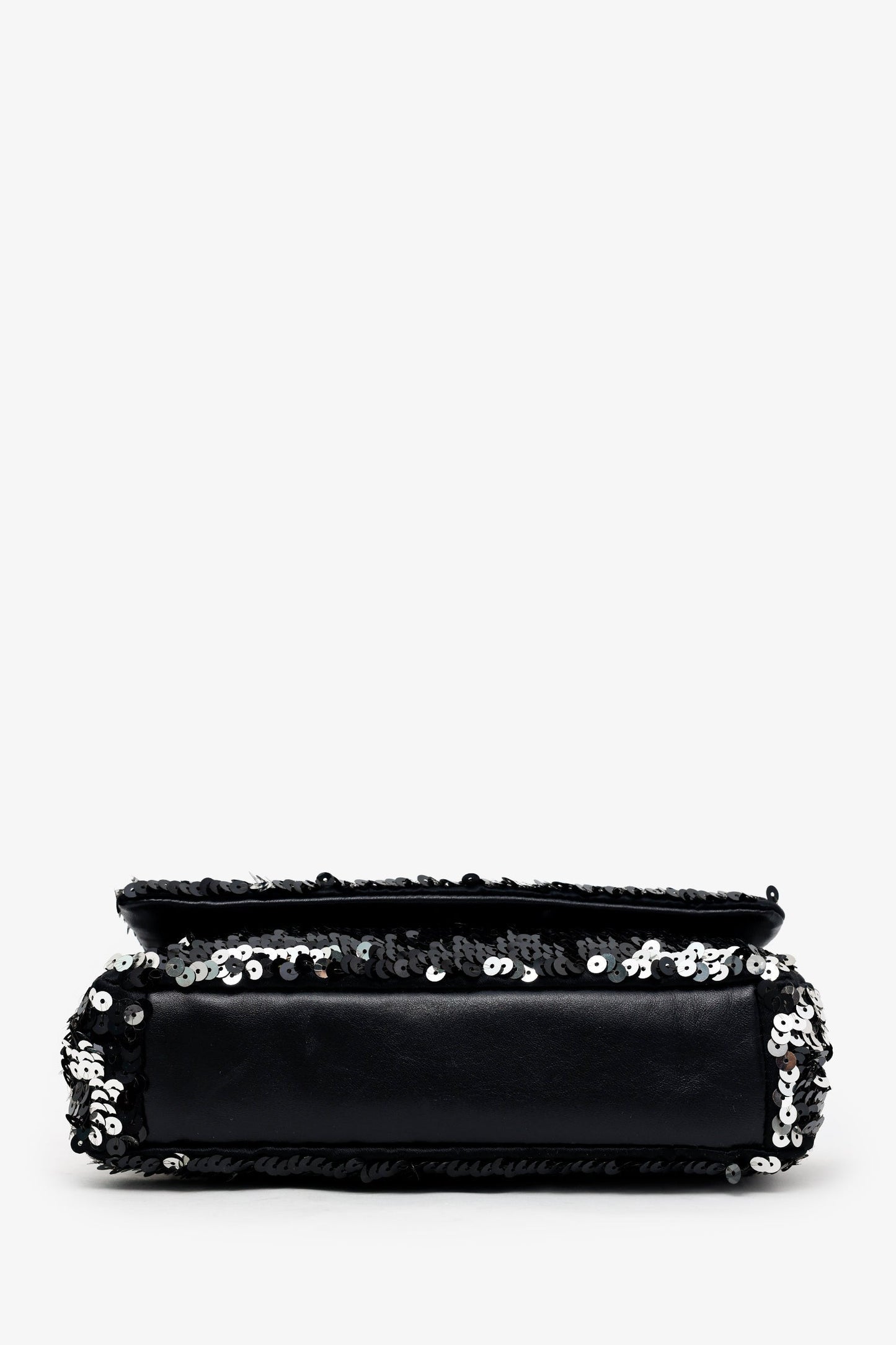 Chanel™ 2008-09 Black/Silver Sequin Flap CC Logo Shoulder Bag