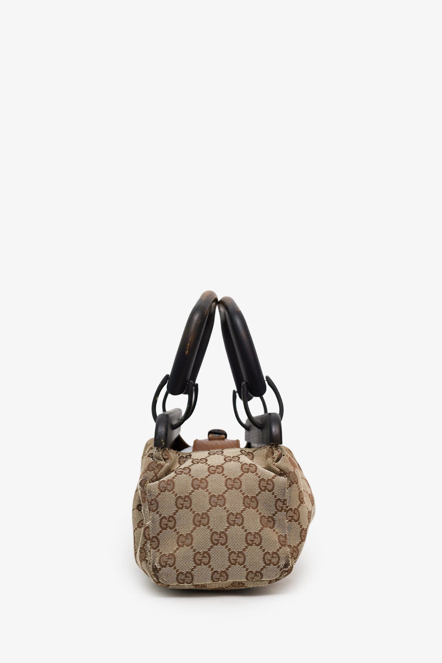 Gucci Beige GG Canvas Wooden Handle Satchel