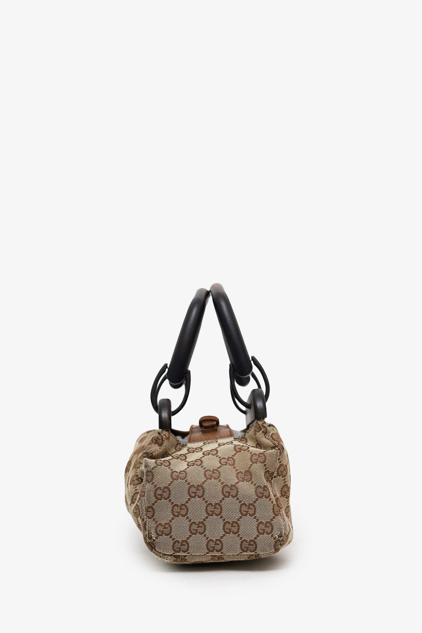 Gucci Beige GG Canvas Wooden Handle Satchel