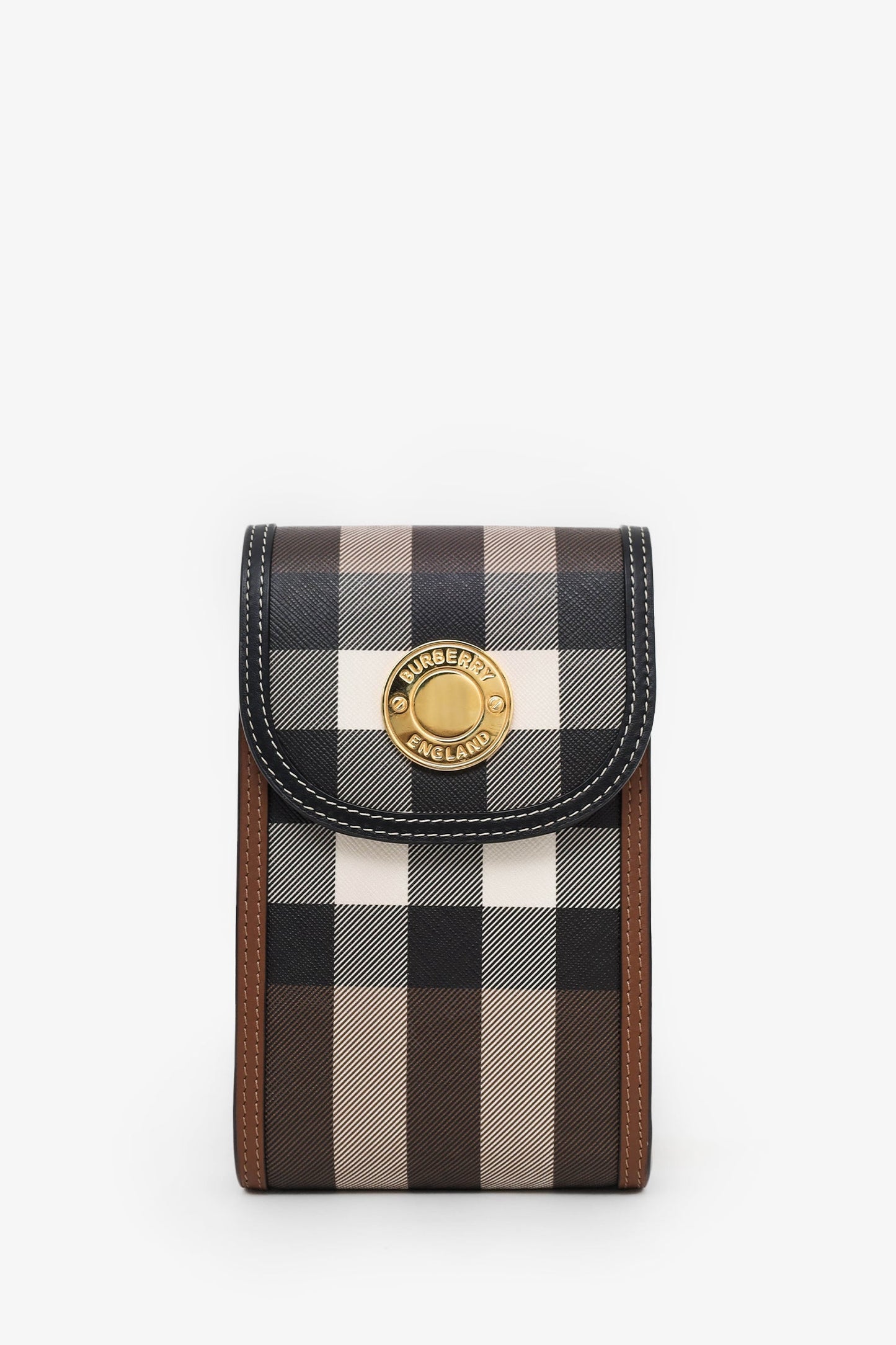 Burberry Brown Elizabeth Check Phone Pouch Shoulder Bag