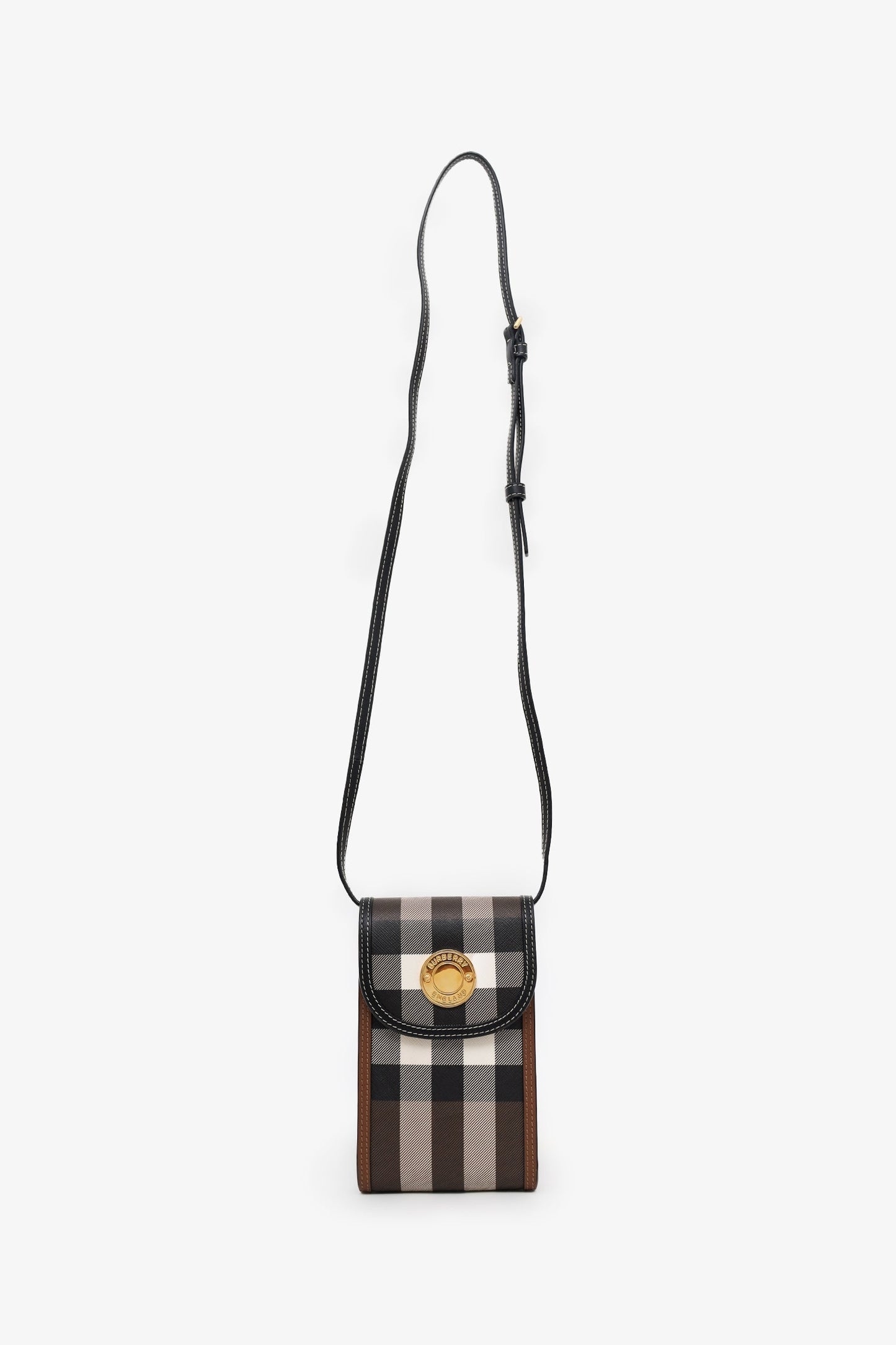 Burberry Brown Elizabeth Check Phone Pouch Shoulder Bag