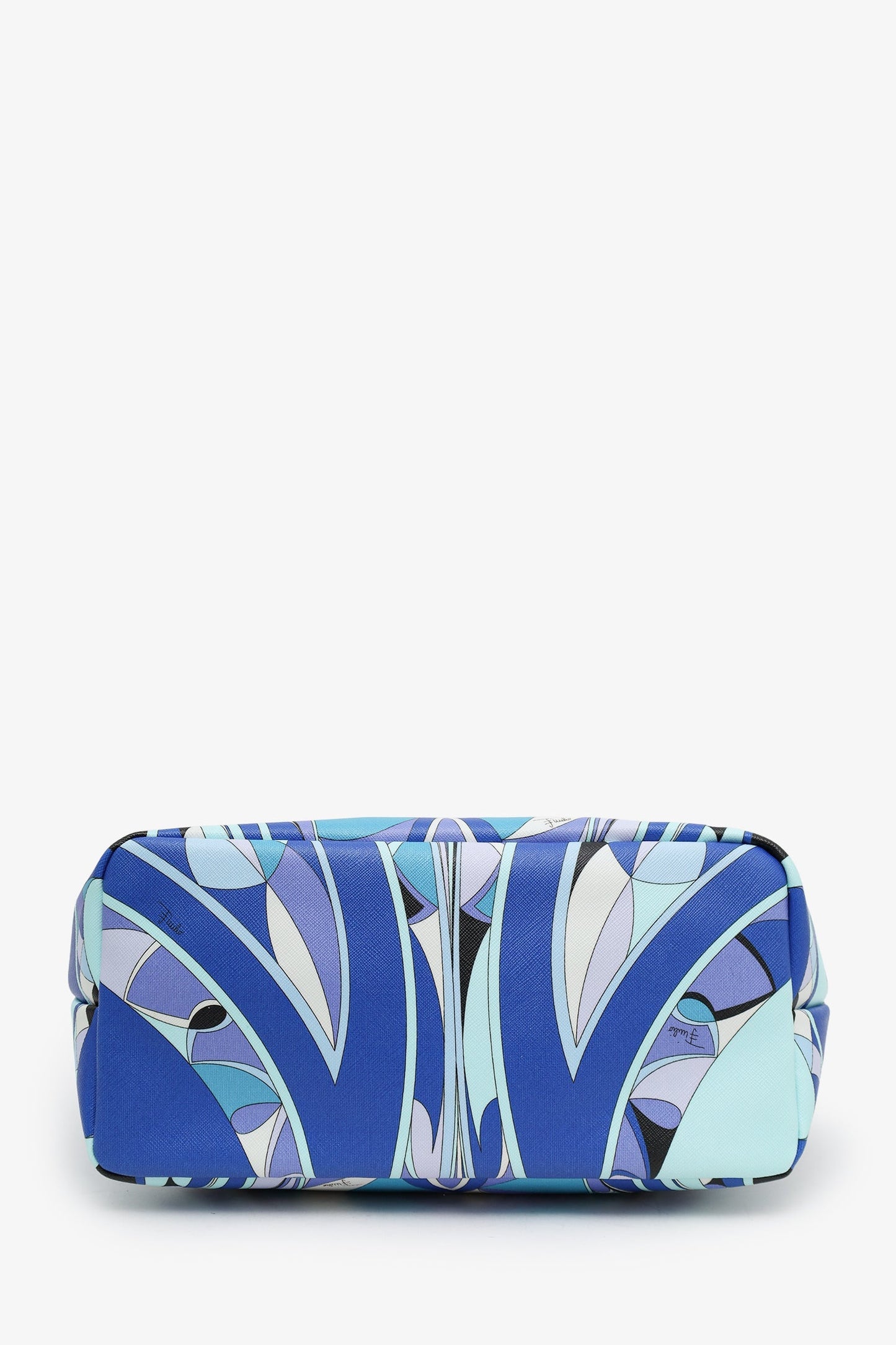 Emilio Pucci Blue Leather Printed Tote Bag