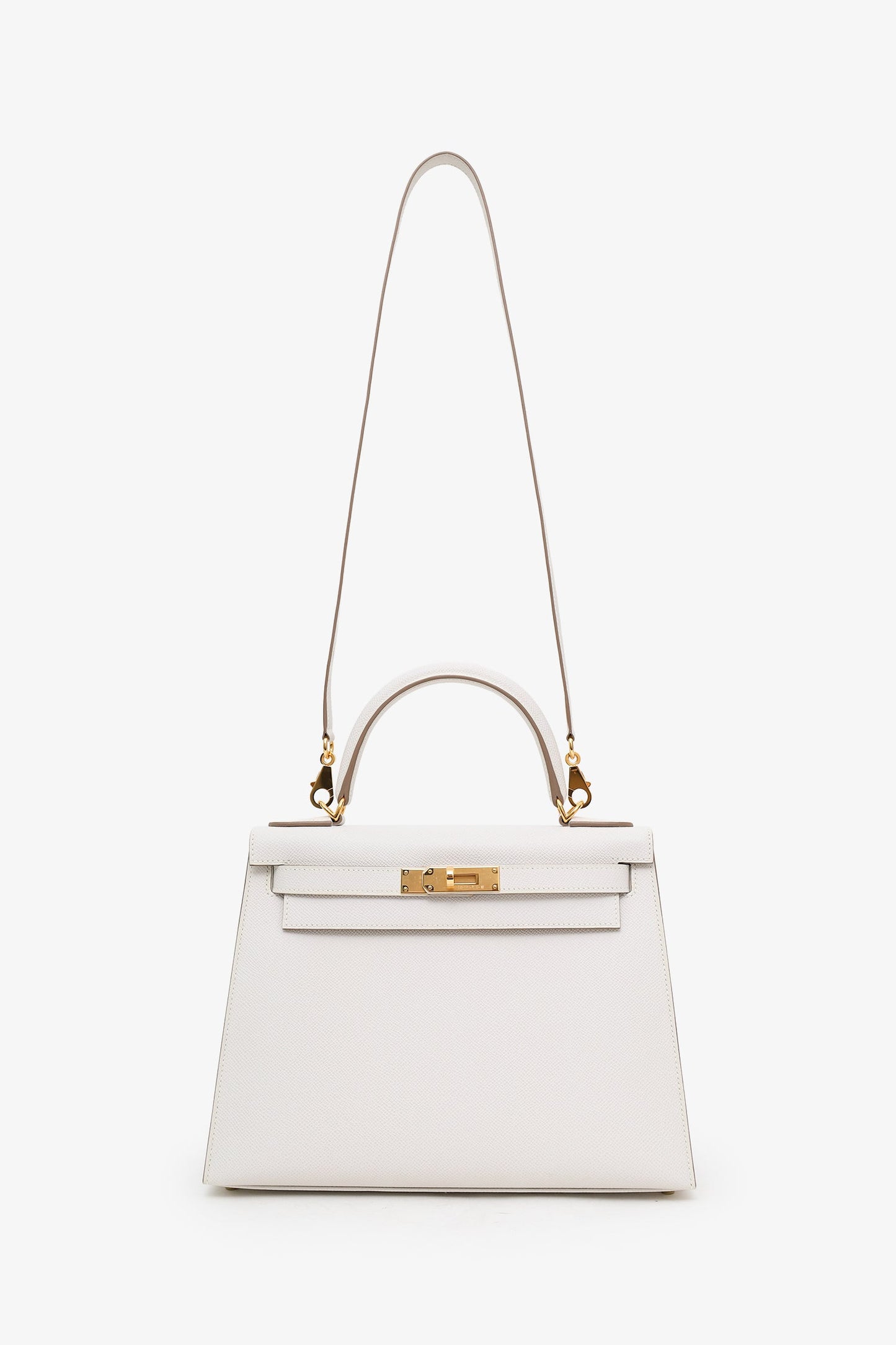 Hermès 2024 Gris Pale Epsom Leather Sellier Kelly 28 With Strap