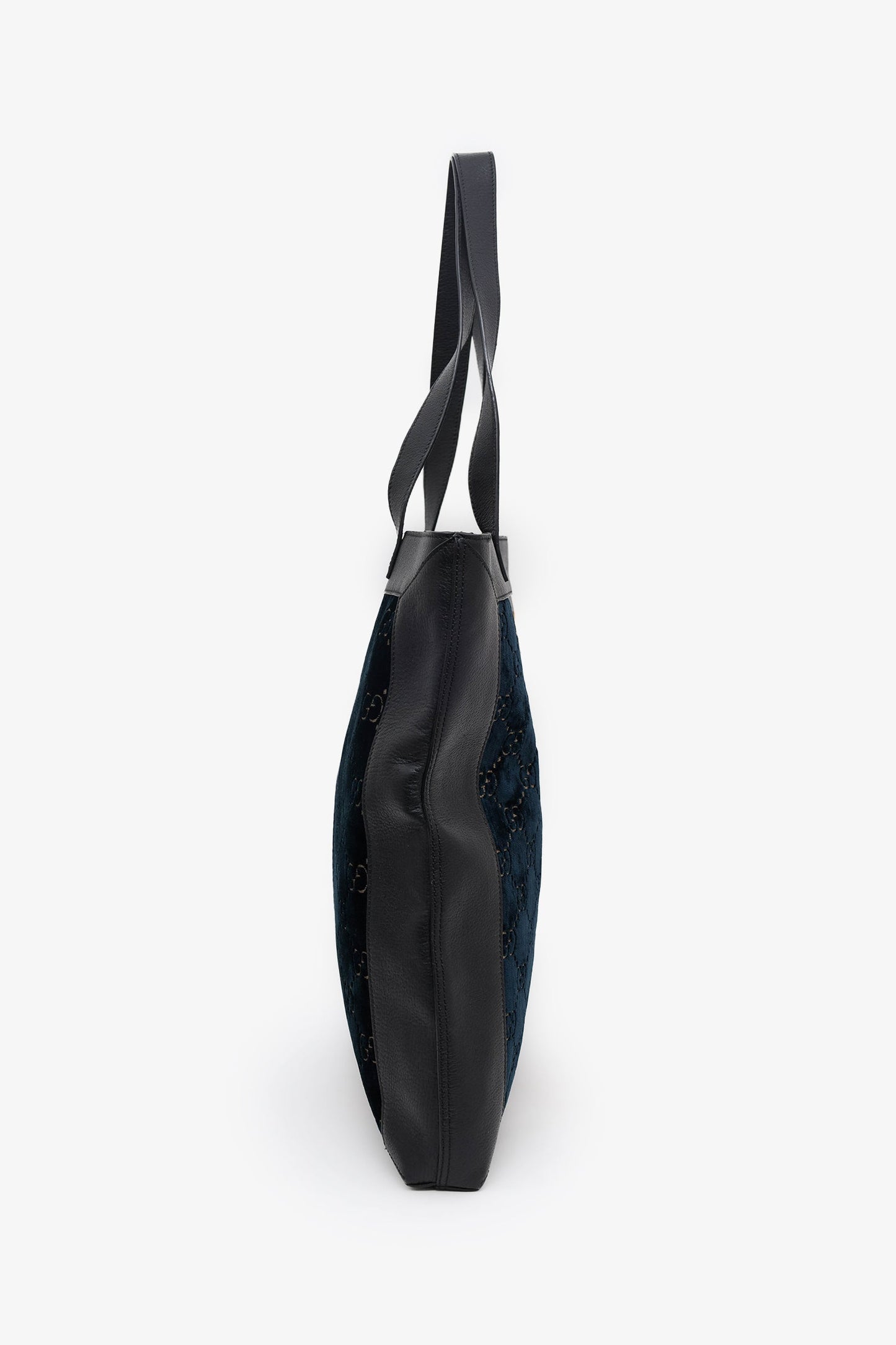 Gucci Black/Dark Green Velvet/Leather Ophidia Shopper Tote