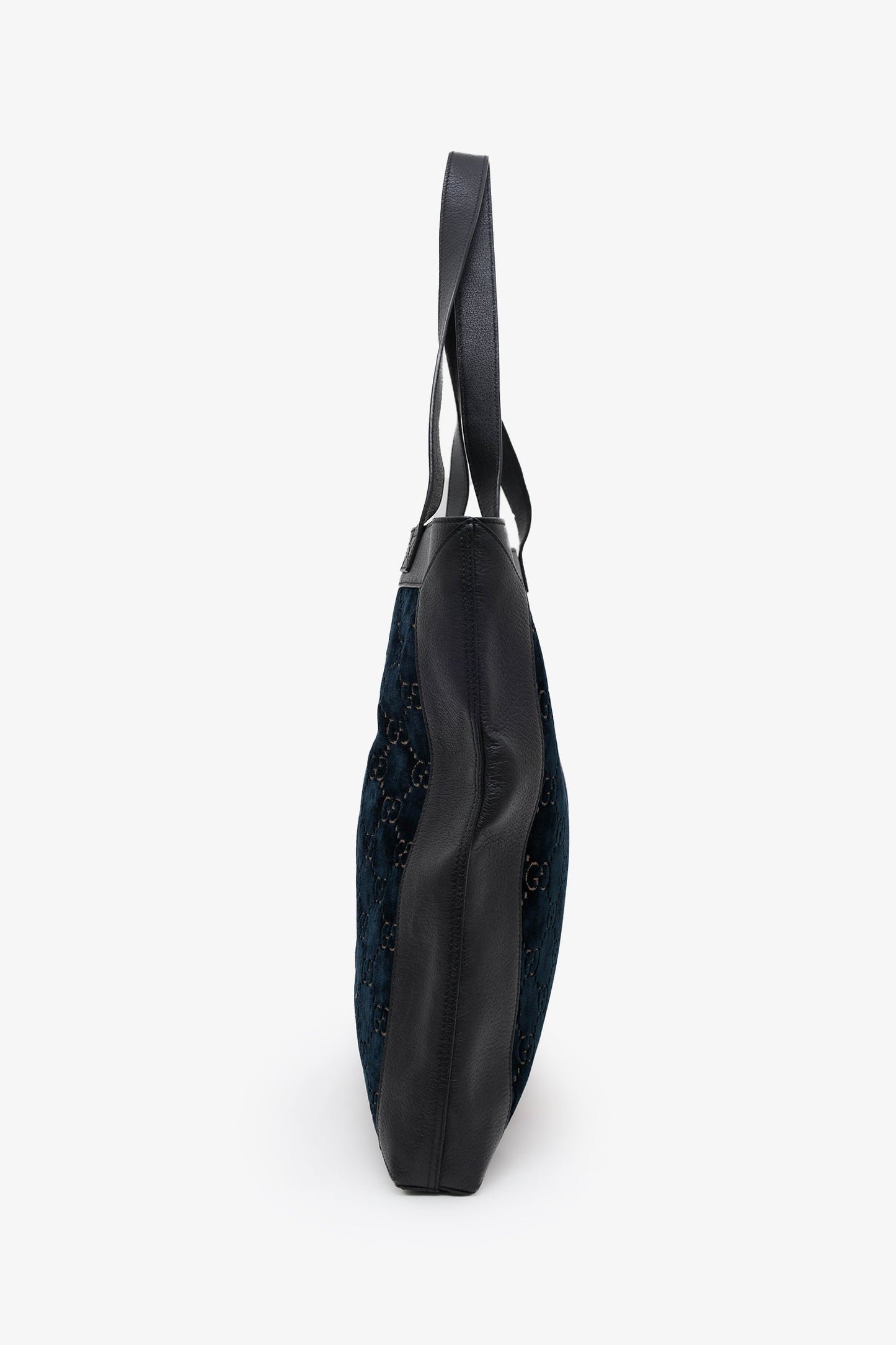 Gucci Black/Dark Green Velvet/Leather Ophidia Shopper Tote