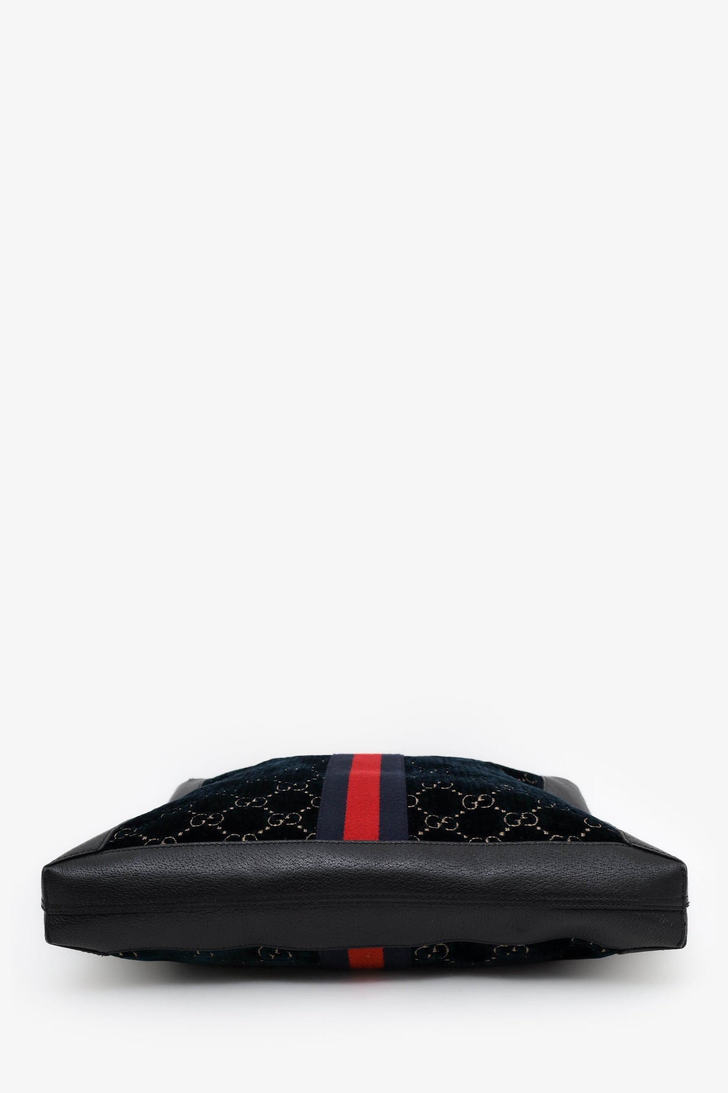 Gucci Black/Dark Green Velvet/Leather Ophidia Shopper Tote