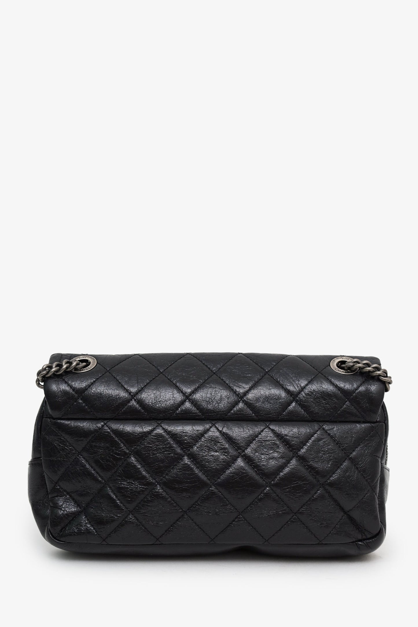 Chanel™ 2014 Black Glazed Quilted Leather Easy Medium Flap Bag