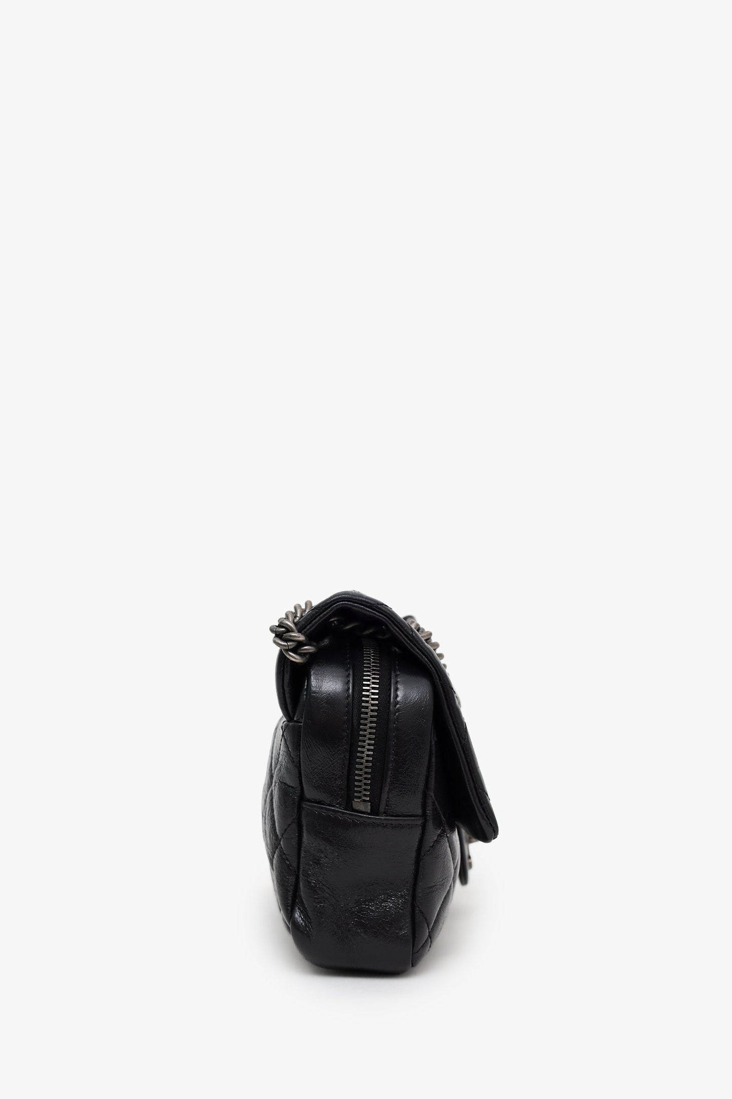 Chanel™ 2014 Black Glazed Quilted Leather Easy Medium Flap Bag