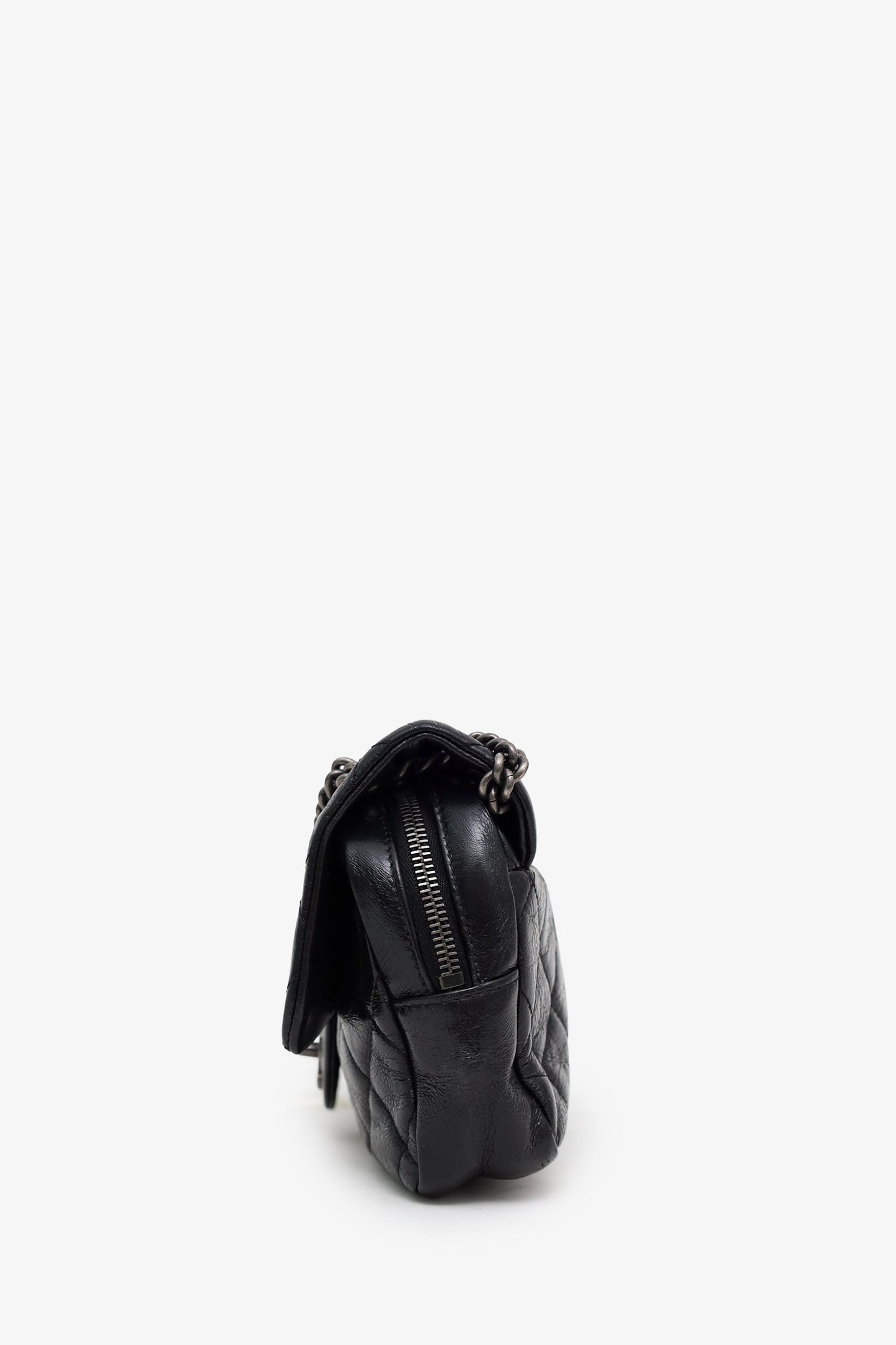 Chanel™ 2014 Black Glazed Quilted Leather Easy Medium Flap Bag