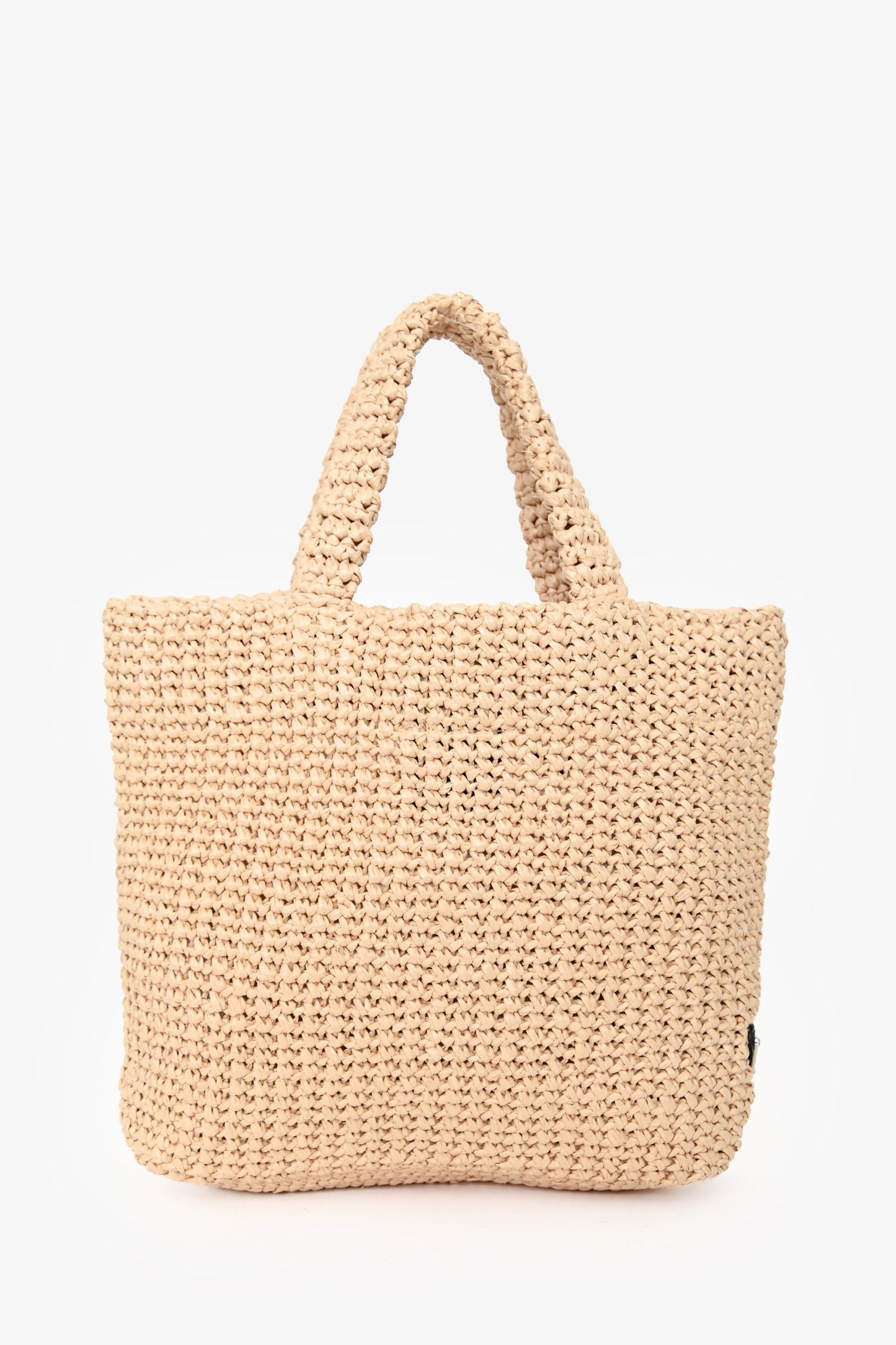 Prada Beige Raffia Logo-Embroidered Crochet Small Tote Bag