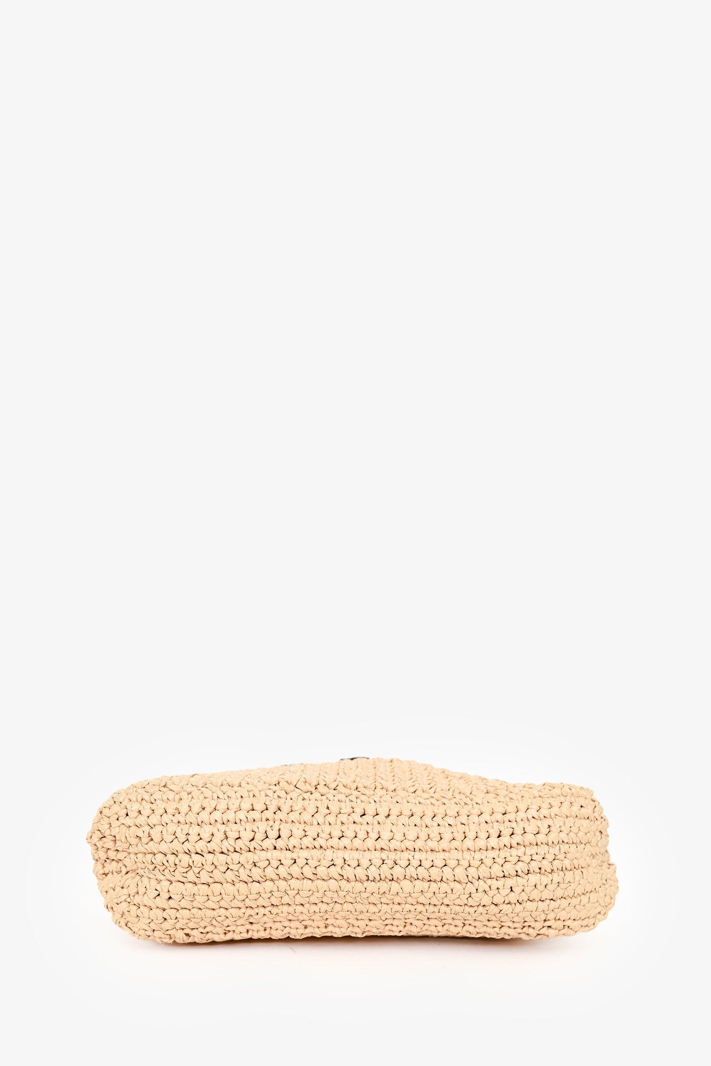 Prada Beige Raffia Logo-Embroidered Crochet Small Tote Bag