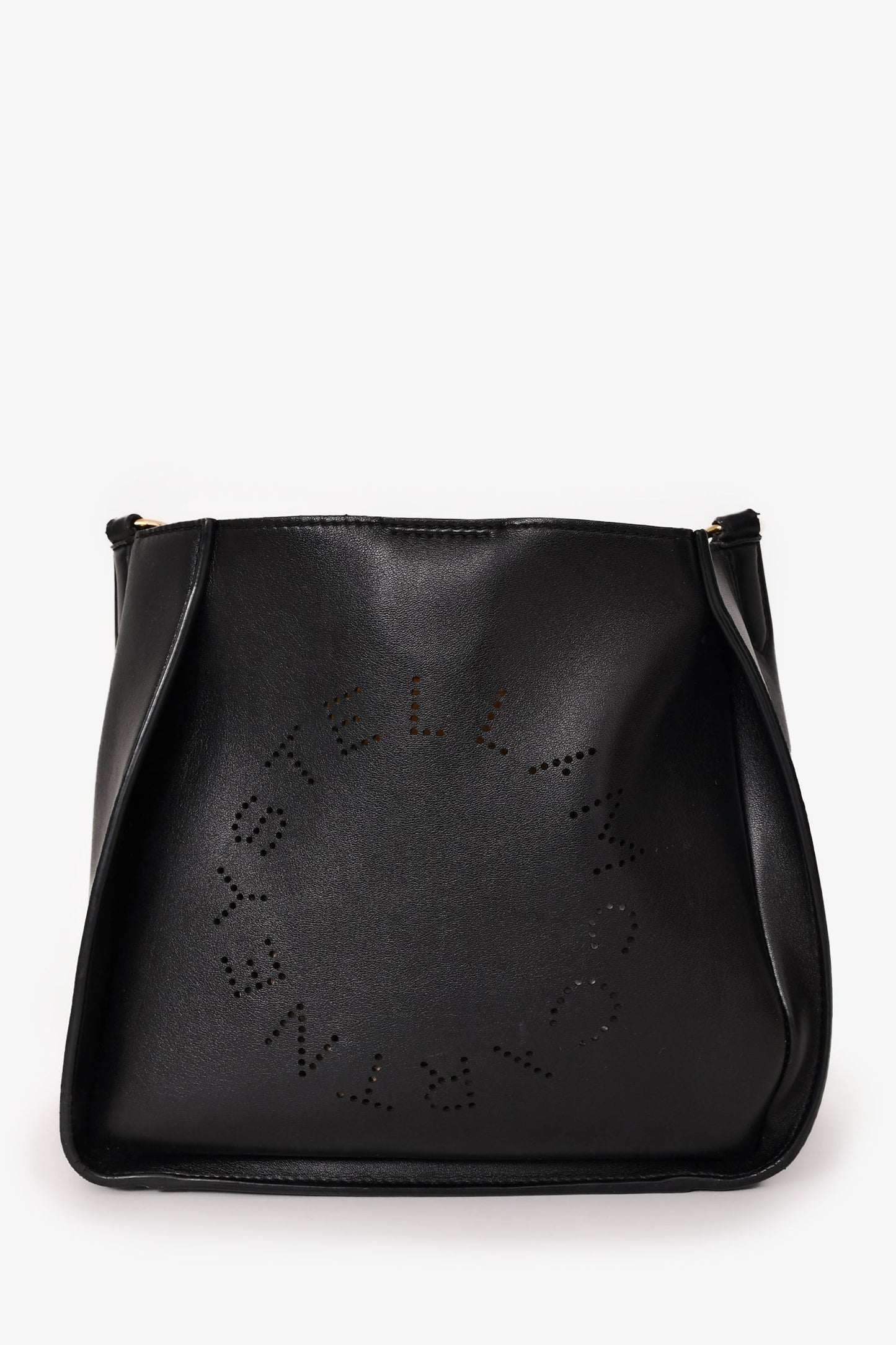 Stella McCartney Black Smooth Pleather Logo Square Crossbody Bag