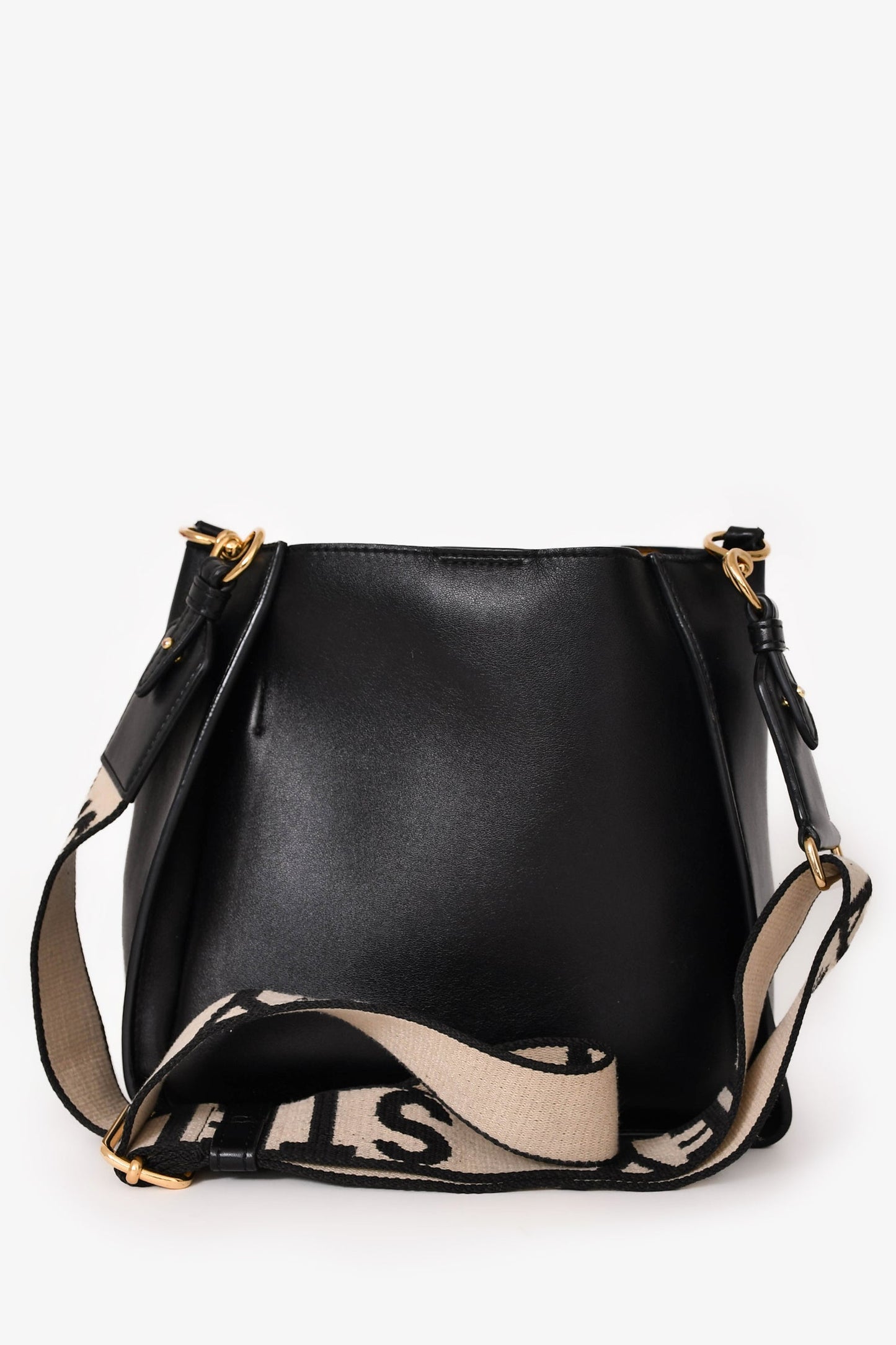 Stella McCartney Black Smooth Pleather Logo Square Crossbody Bag