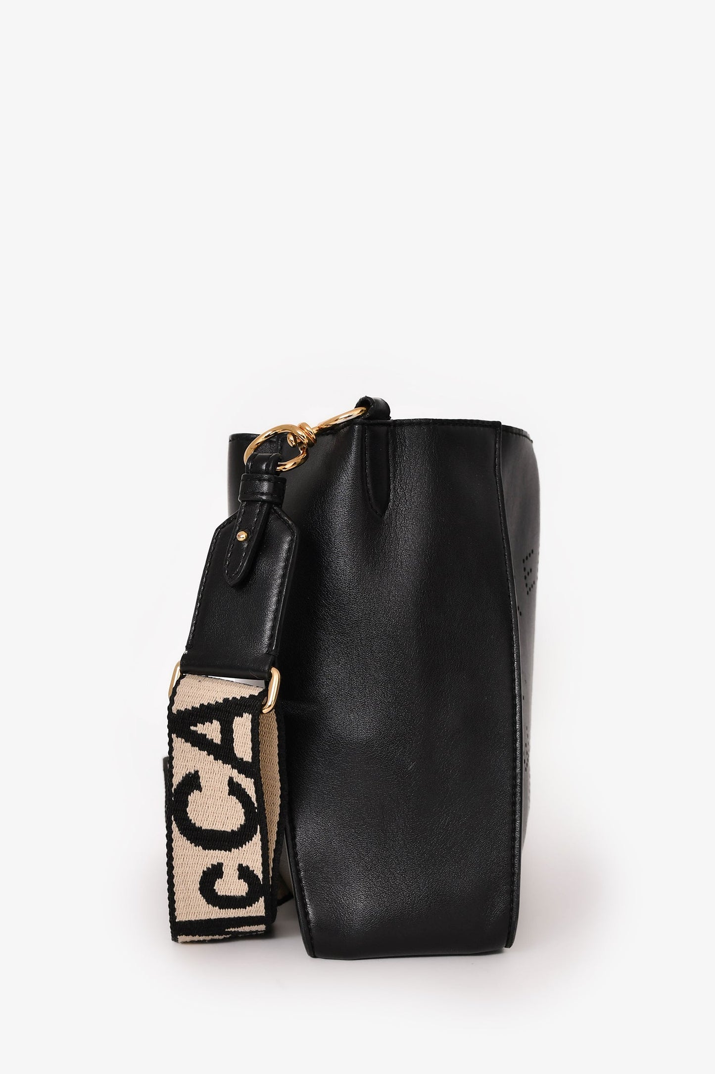 Stella McCartney Black Smooth Pleather Logo Square Crossbody Bag